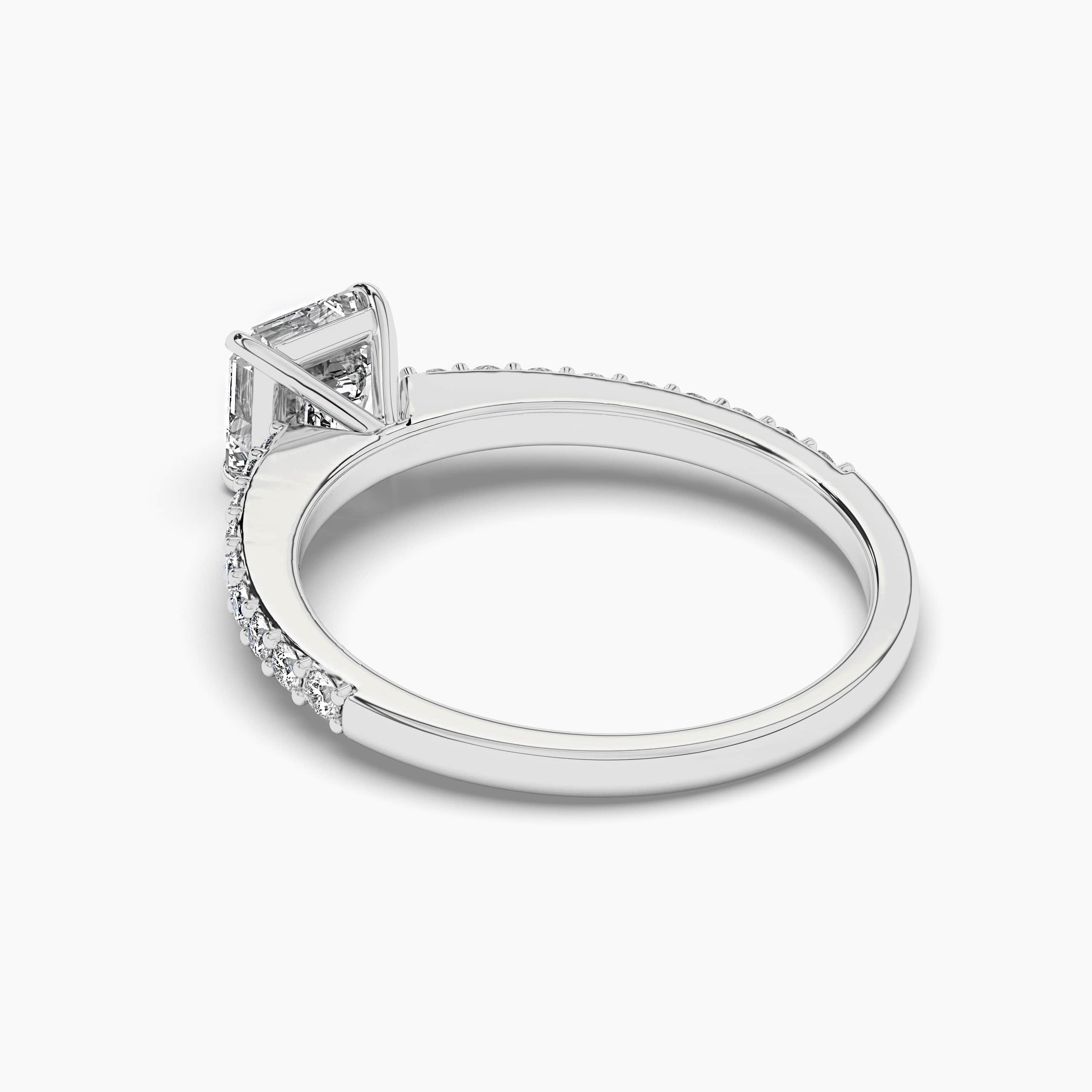 solitaire asscher cut engagement ring in white gold