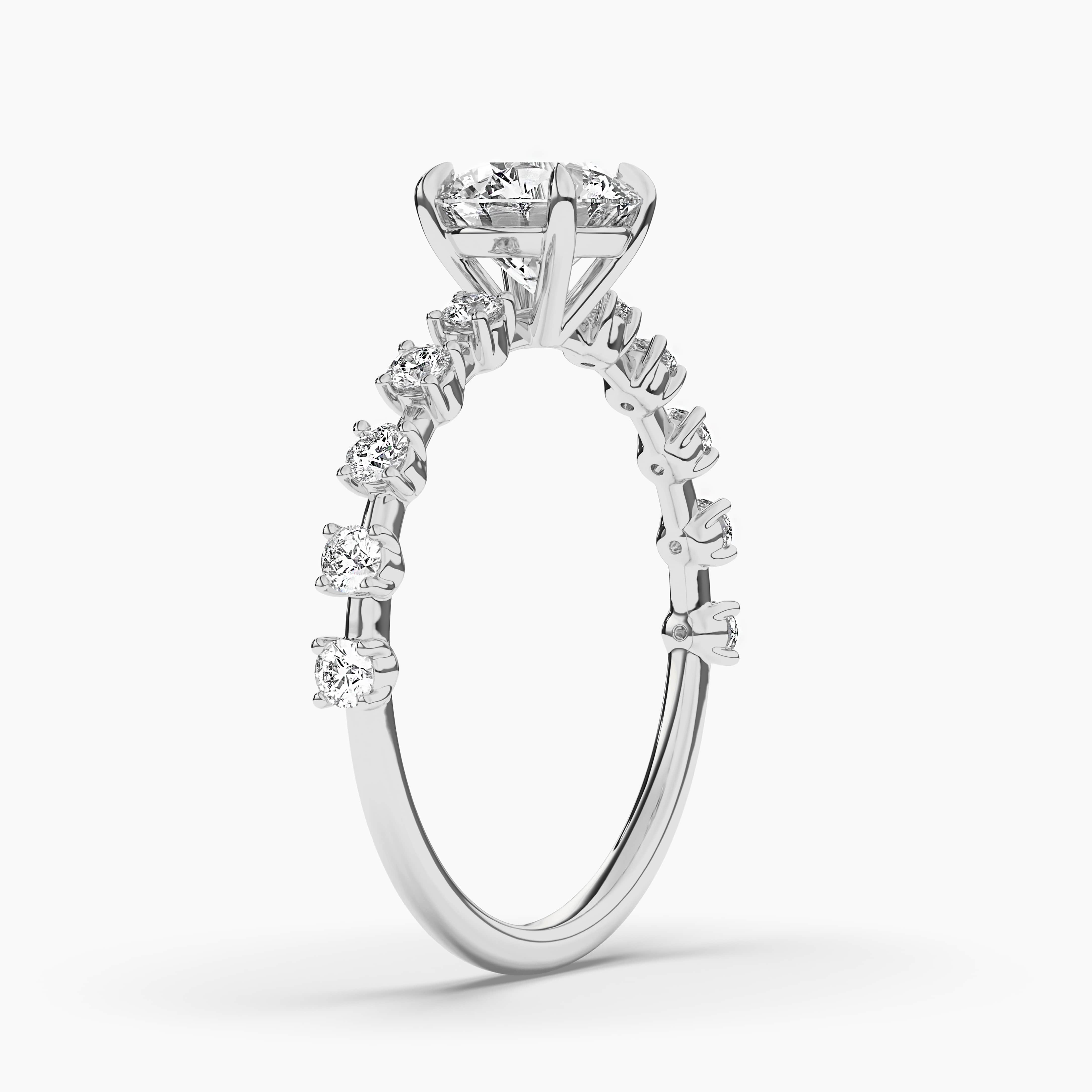 White Gold Round Emerald Diamond  Ring