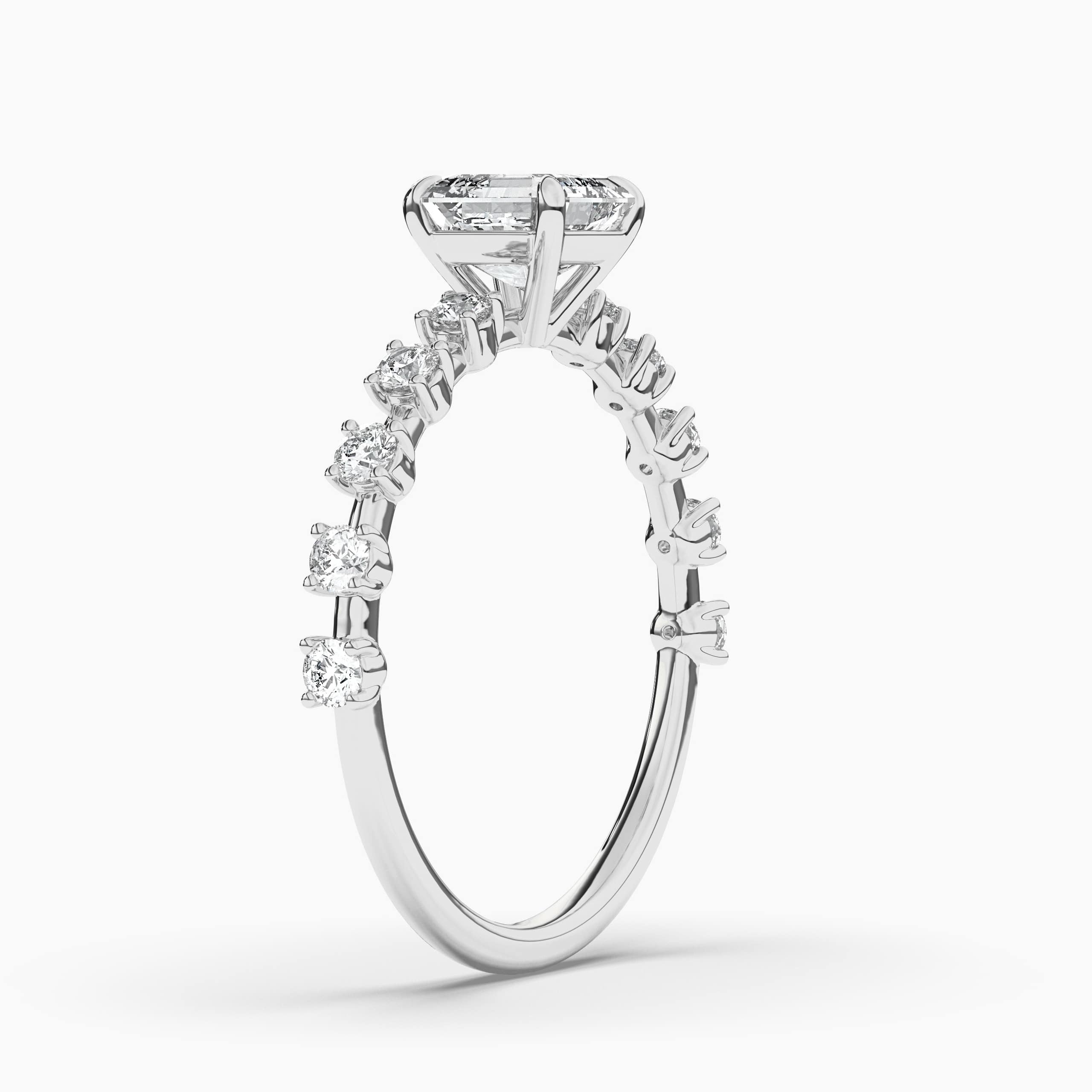 side stones white gold asscher diamond ring