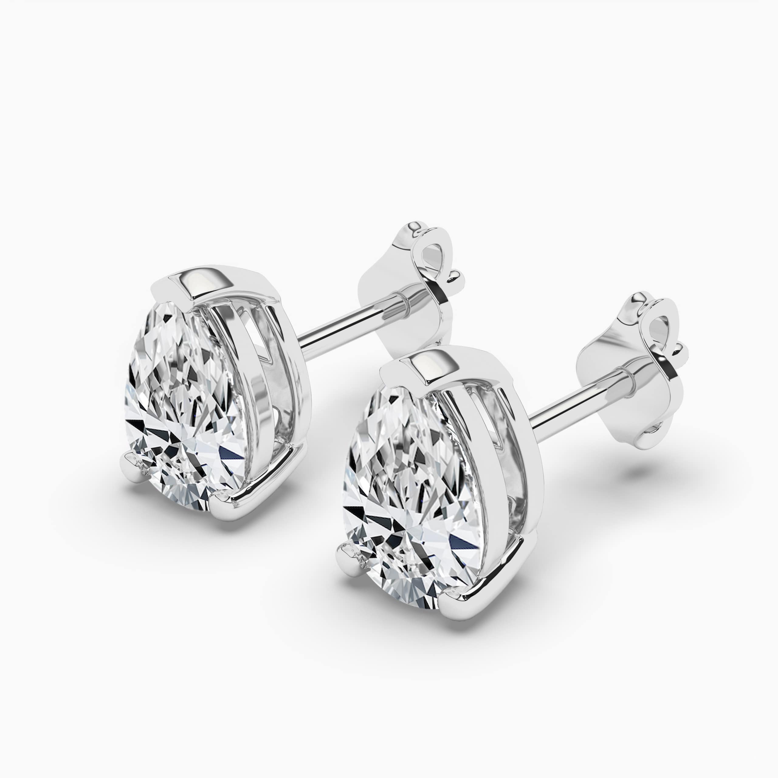 Pear Cut Newborn Lab Created Diamond Stud Earrings in White Gold