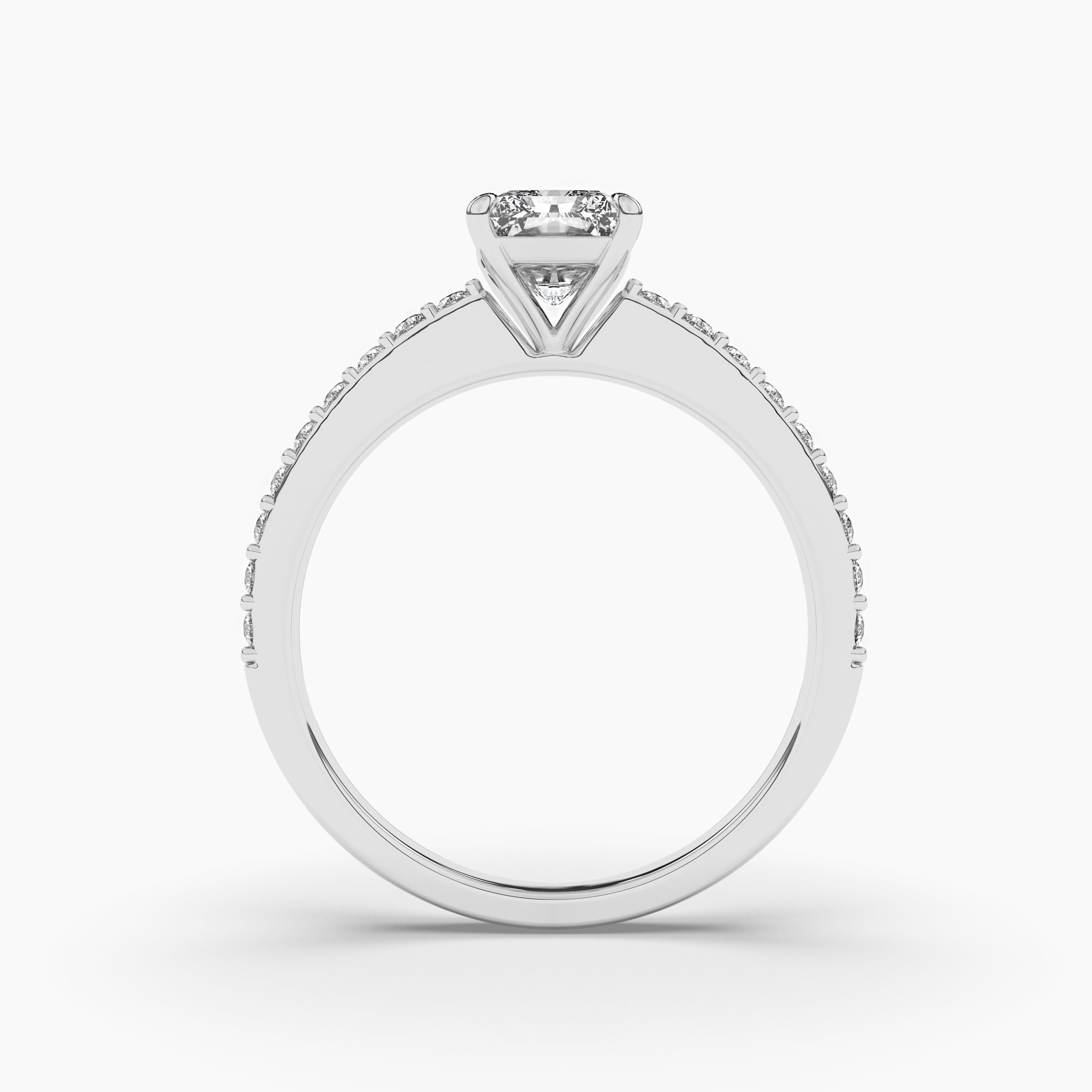  Radiant Cut Side Stone Moissanite Engagement Ring