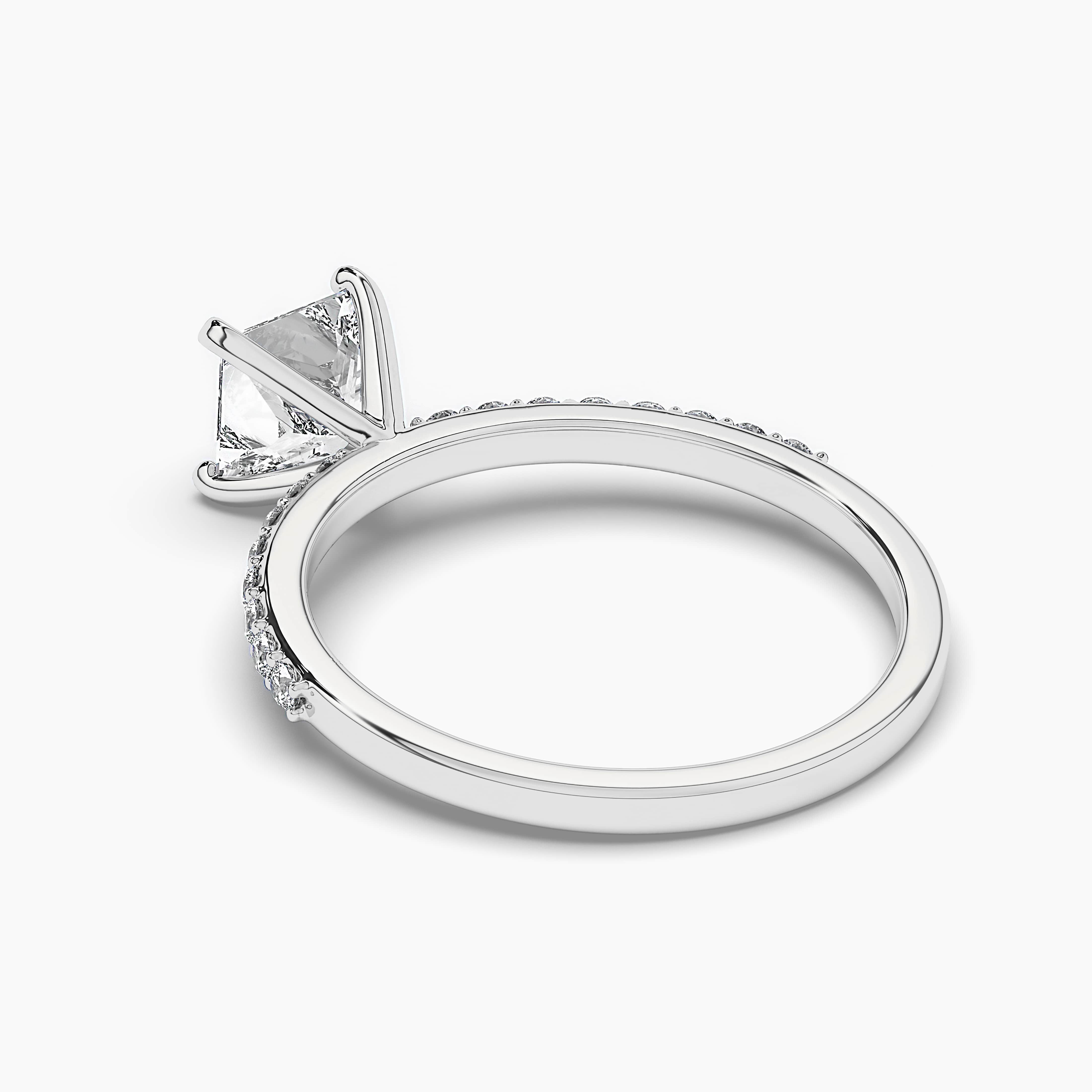White Gold Princess Cut Diamond Engagement Ring with Wedding Ring
