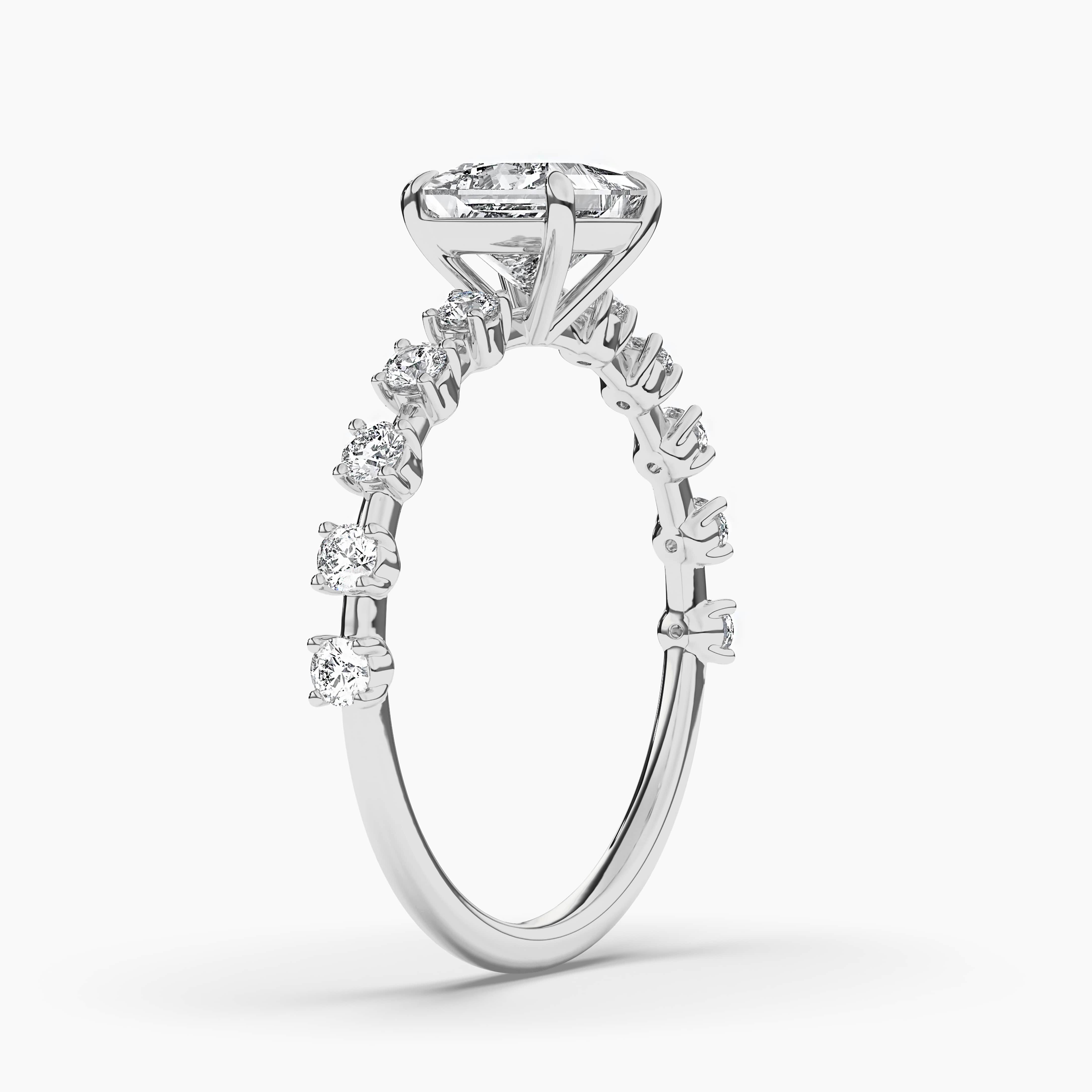 Princess-Cut Lab-Created Ruby and Diamond Engagement Ring in White Gold