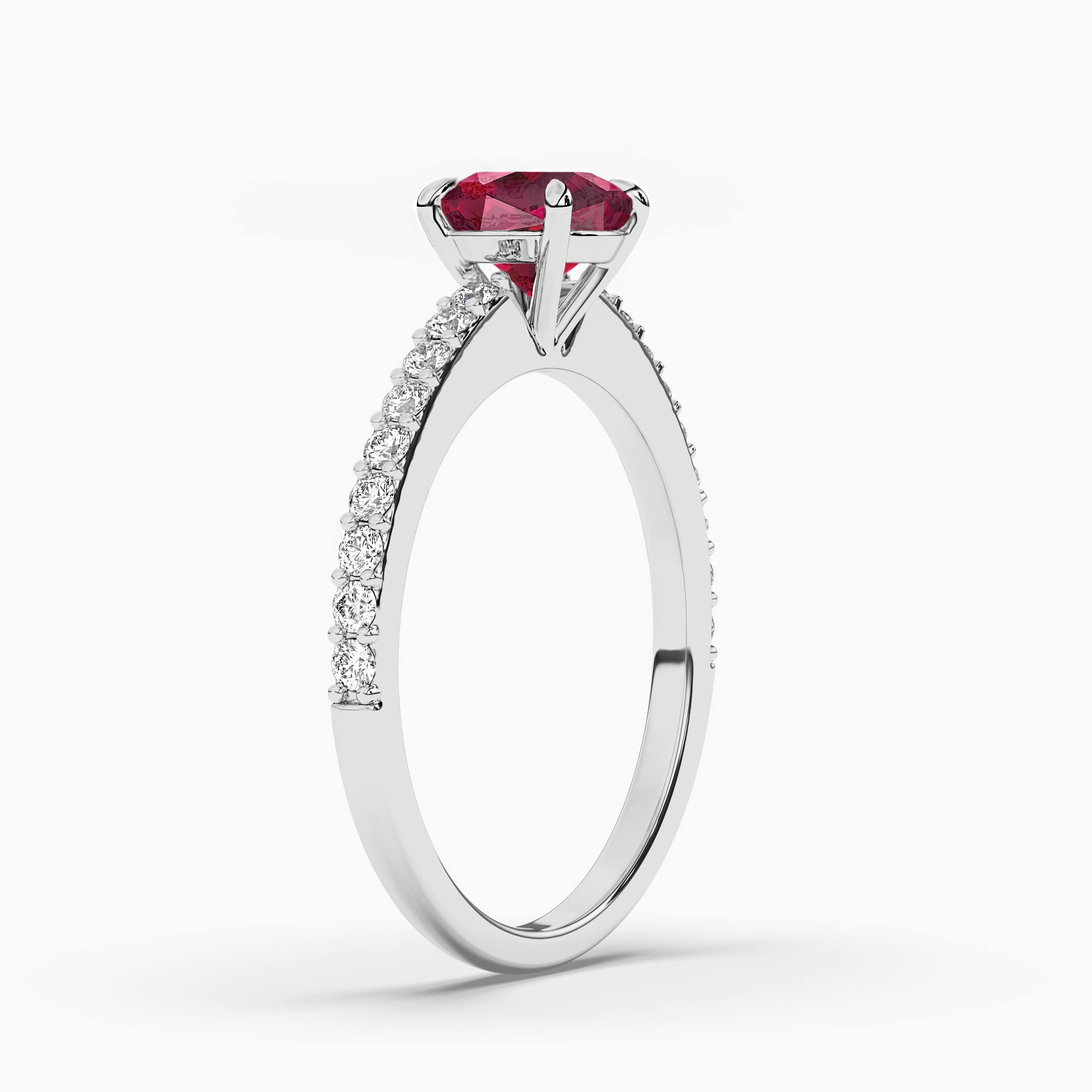 Red Ruby Engagement Ring In White Gold 