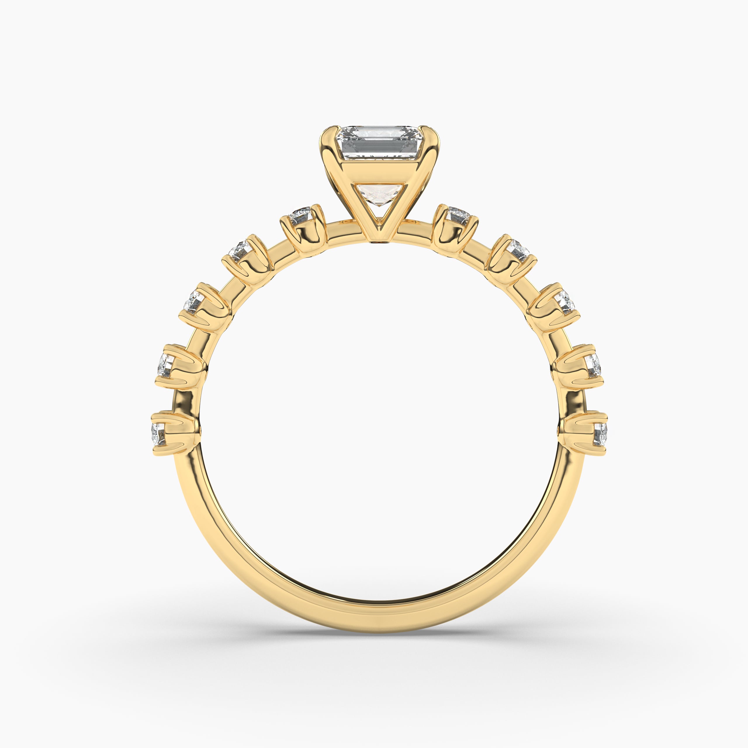 Asscher Cut Moissanite Side Stone Engagement Ring
