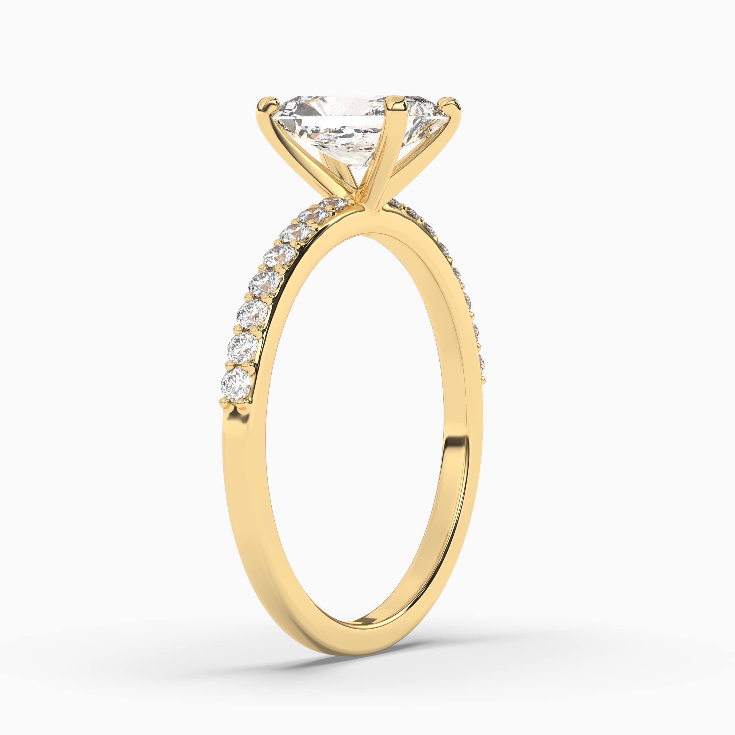 Yellow Gold Crushed Ice Radiant Cut Engagement Ring