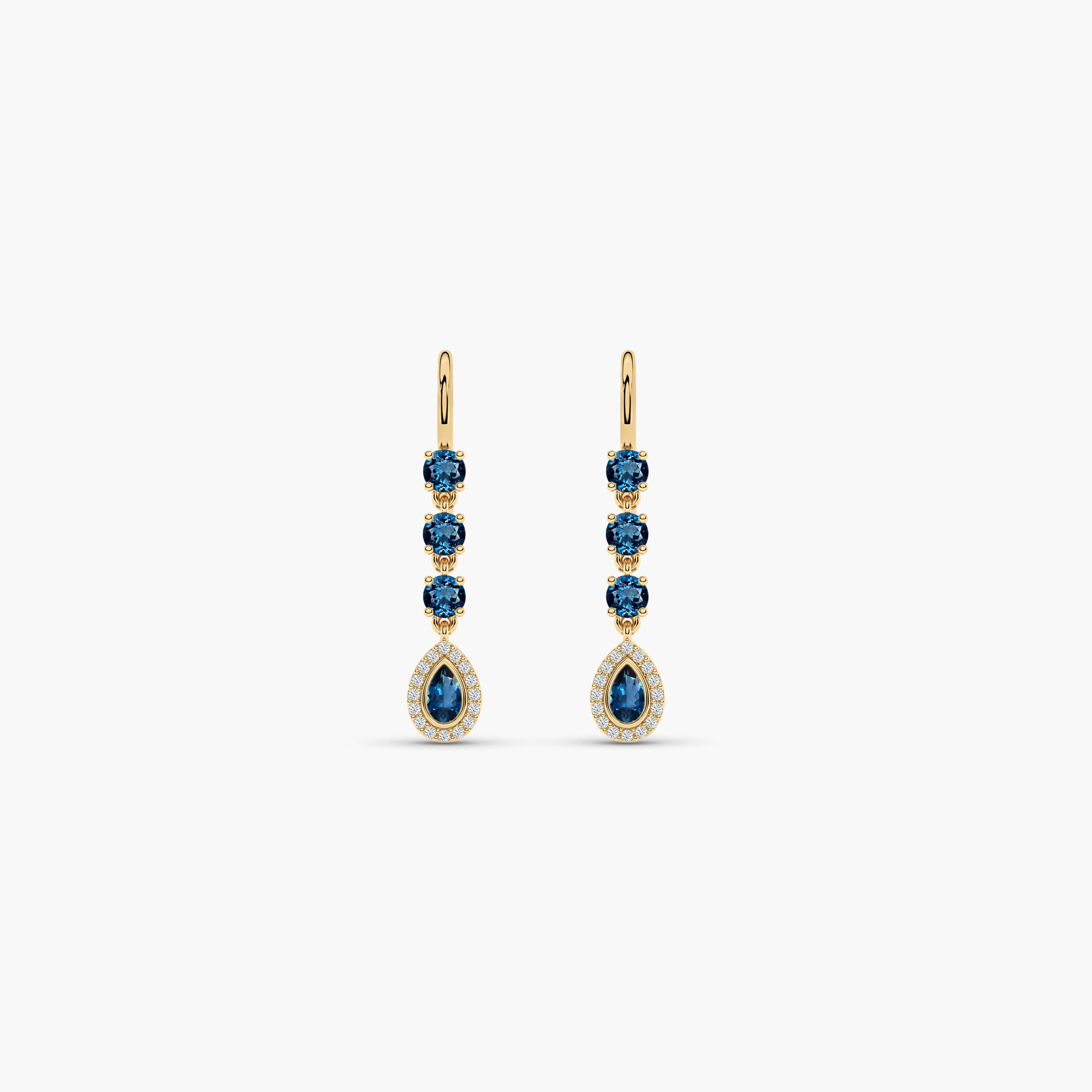 blue topaz earrings 14k gold​