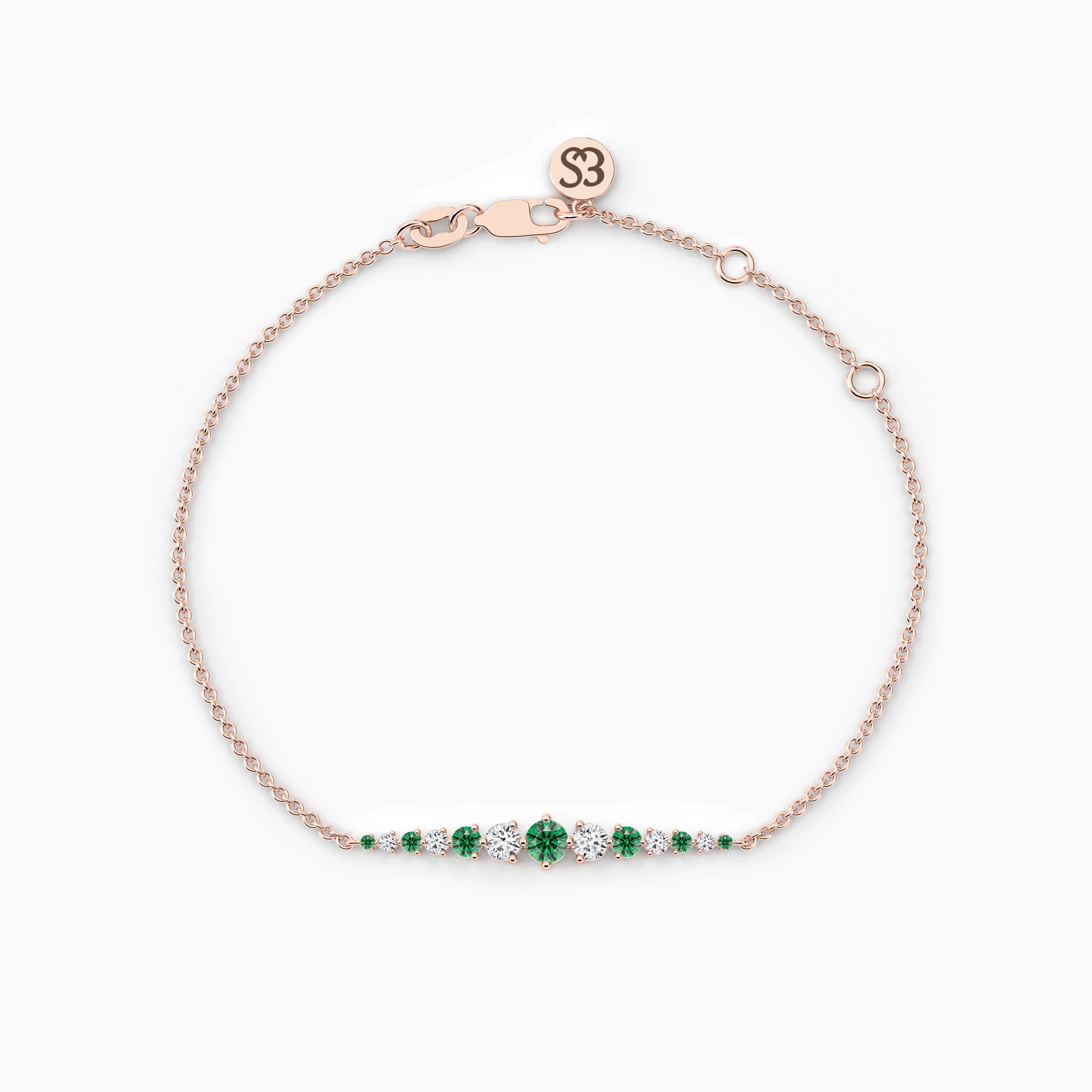 emerald graduated diamond bracelet gold