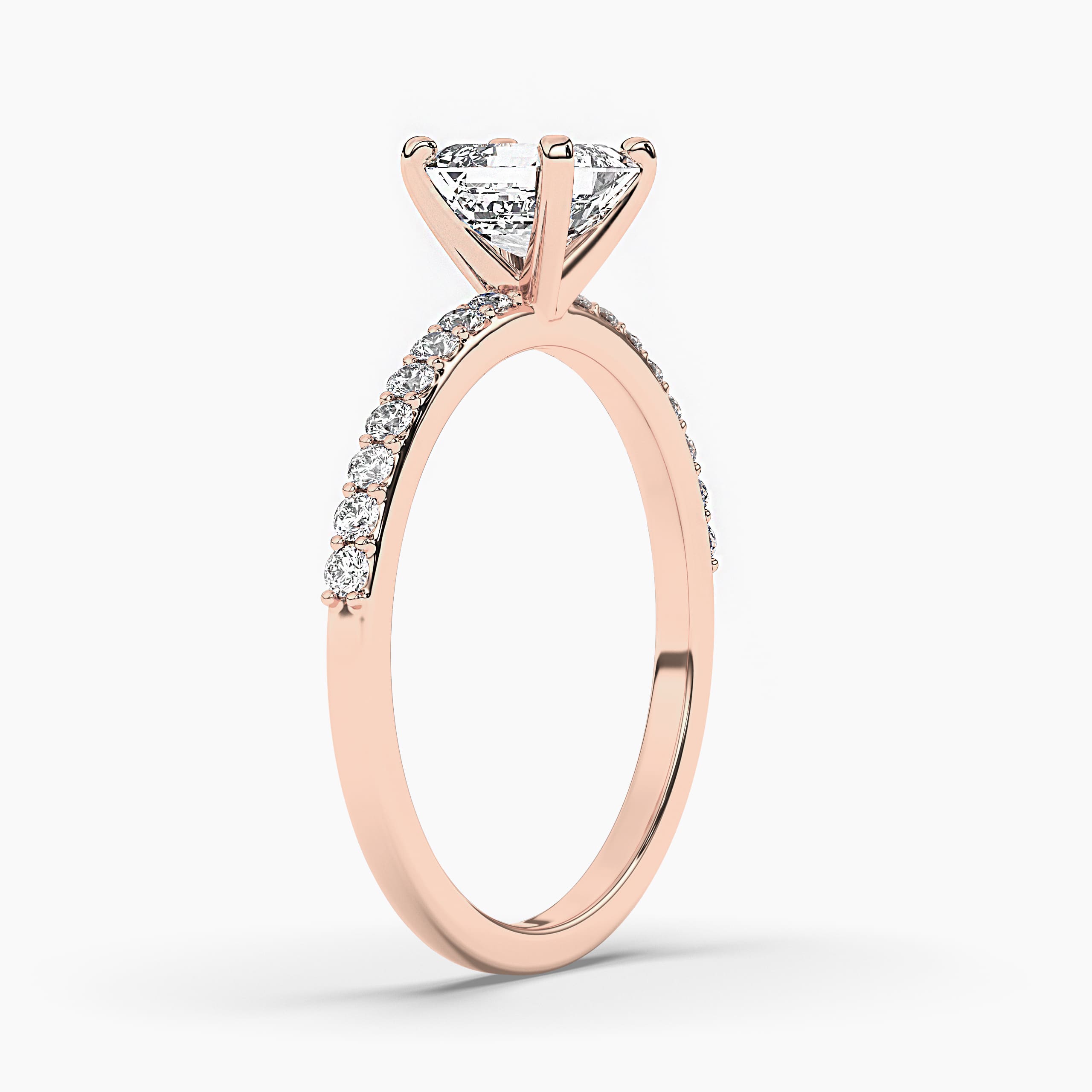 Petite Micropave Oval Cut Engagement Ring in Rose Gold - Earth