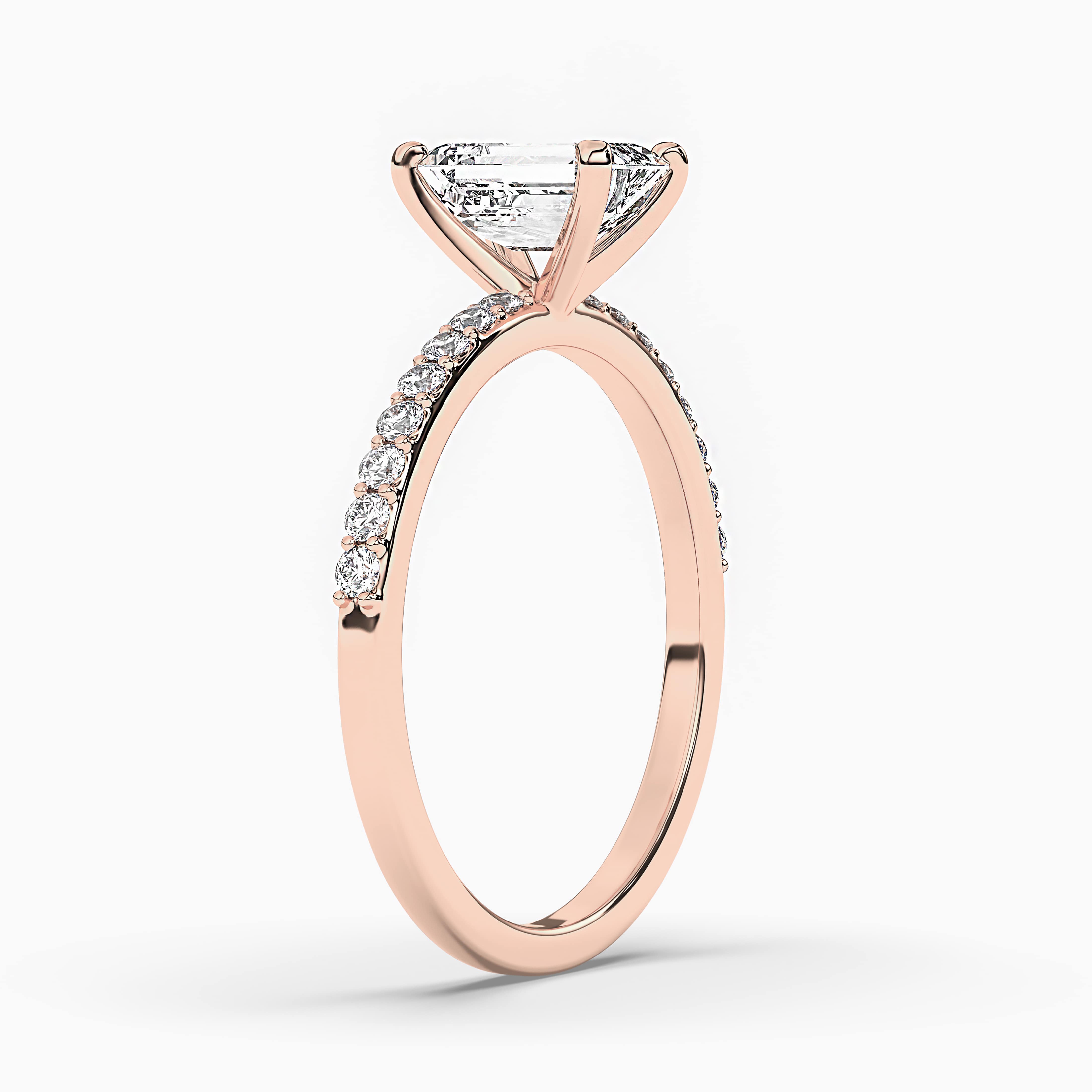 Emerald cut Moissanite engagement ring set Rose gold