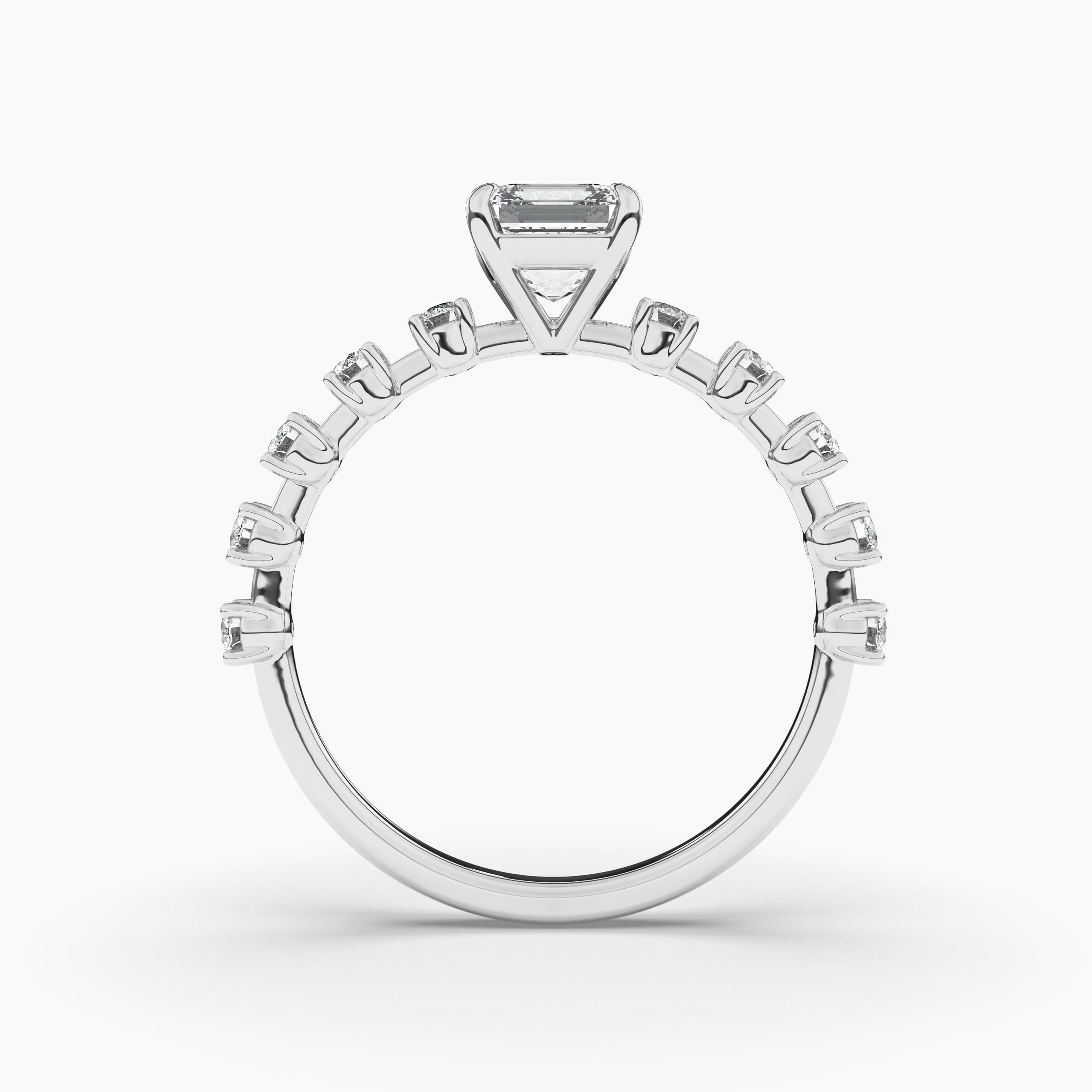 Asscher Pave Split Diamond Ring