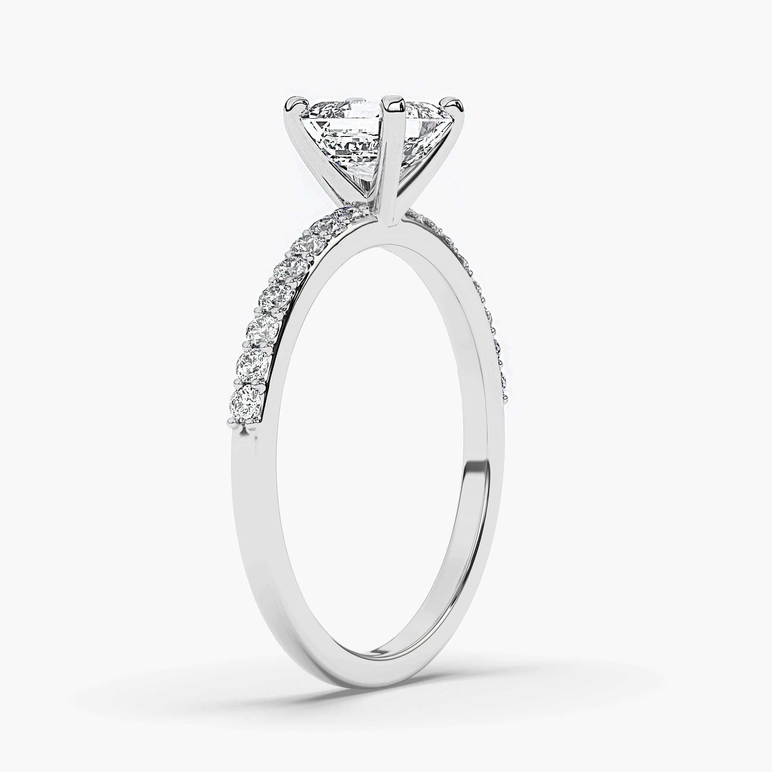 Oval Cut Solitaire Accent Diamond Engagement Ring