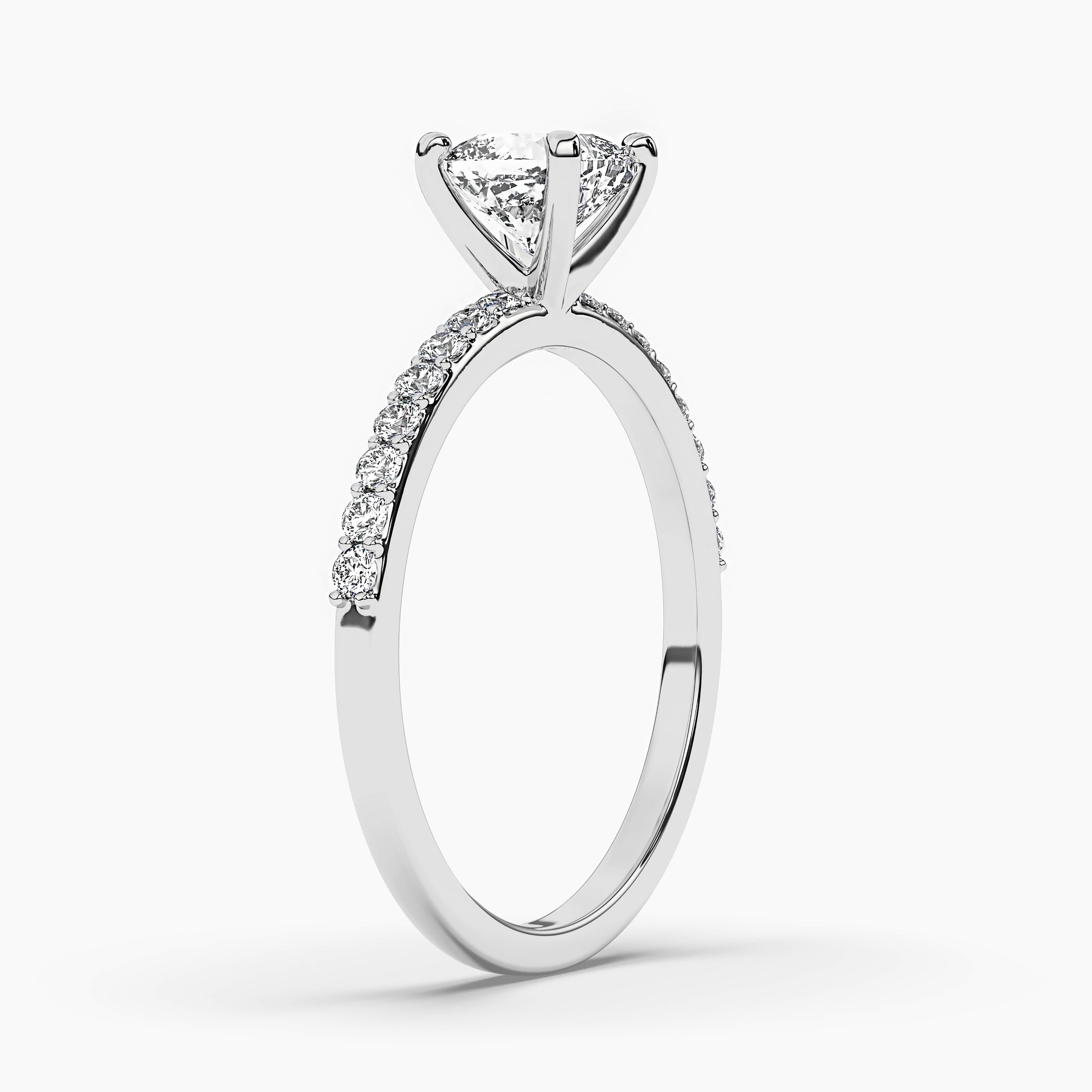 Cushion Engagement Ring with Diamond Side Stones