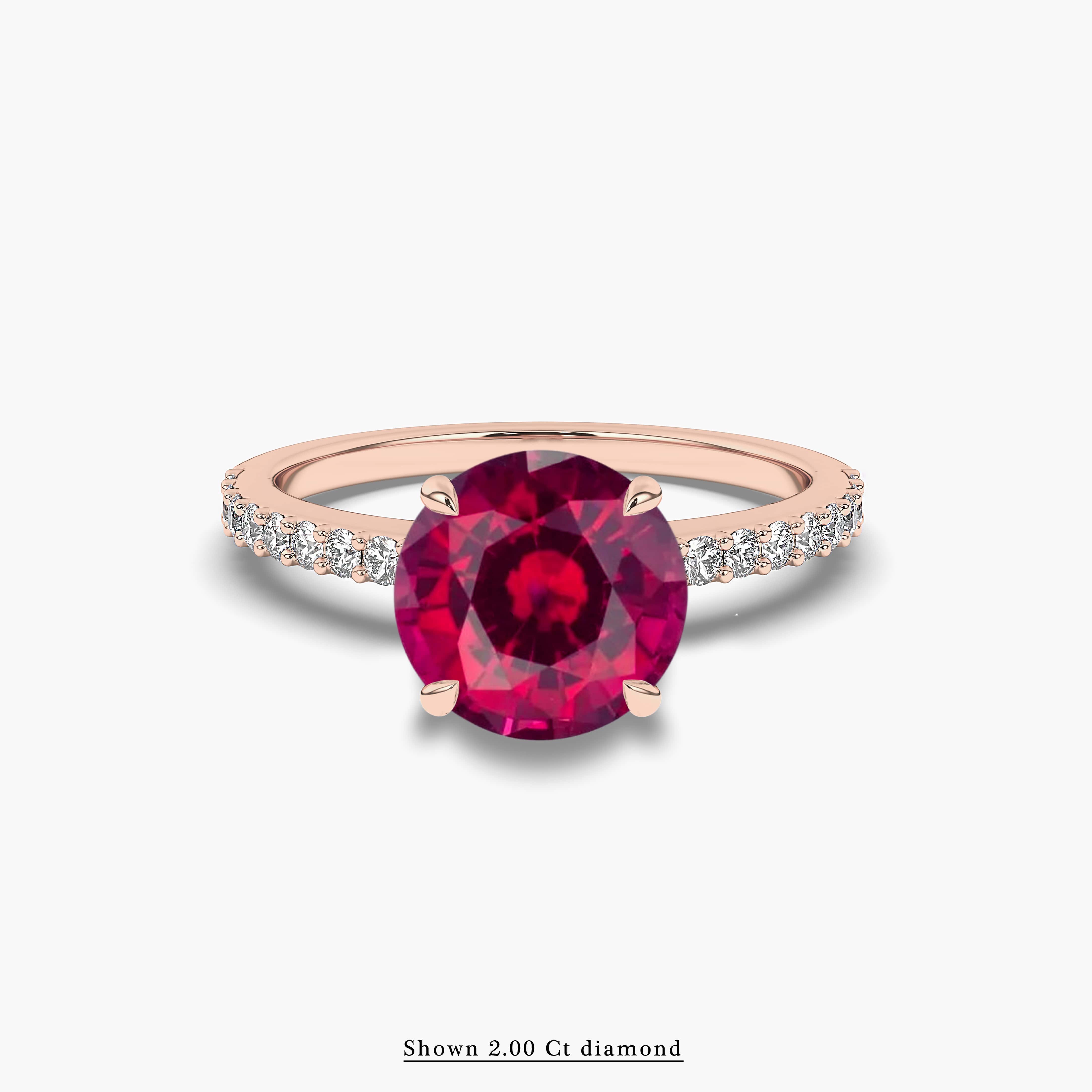 rose gold ruby and diamond pave engagemet ring 