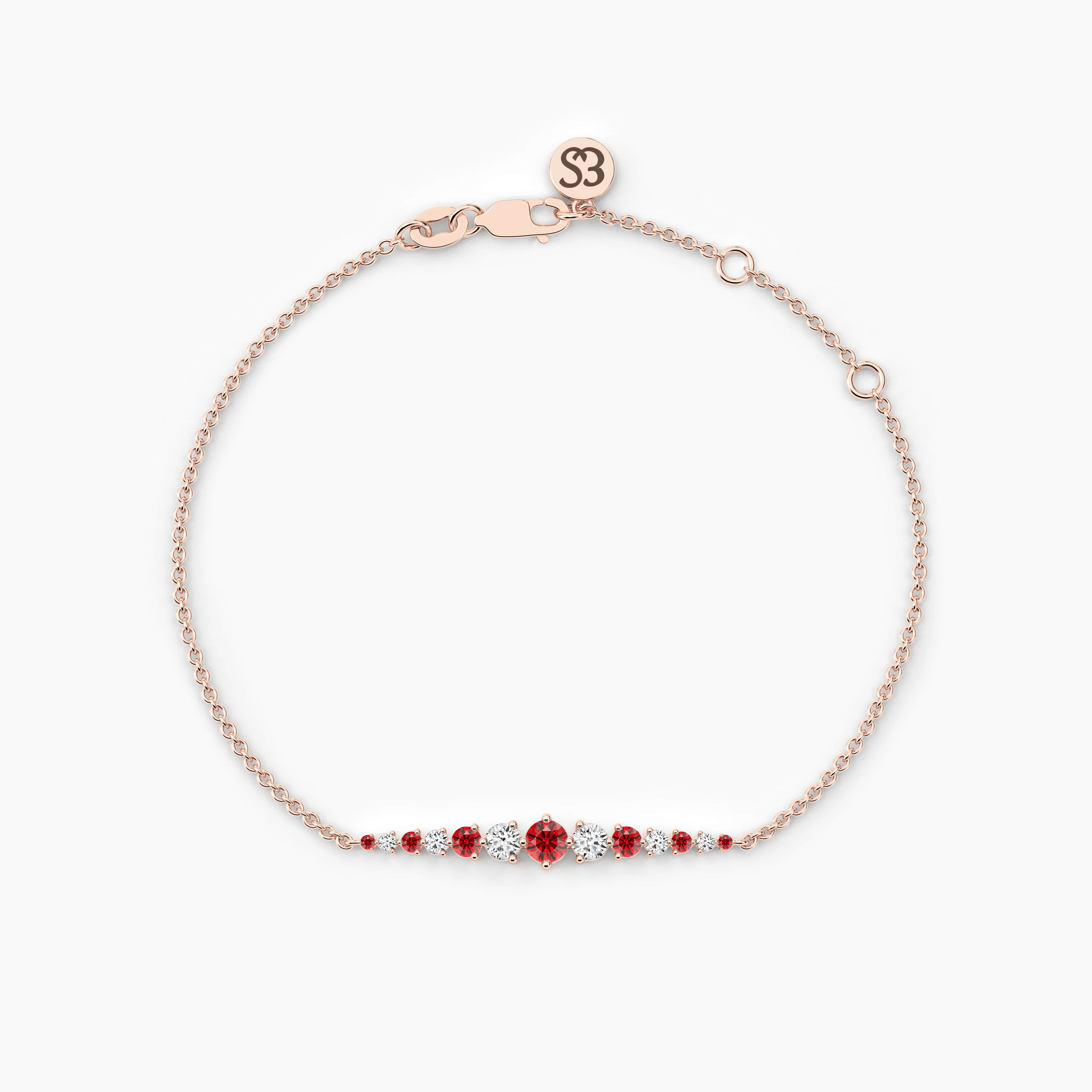 rose gold ruby and diamond bracelet 