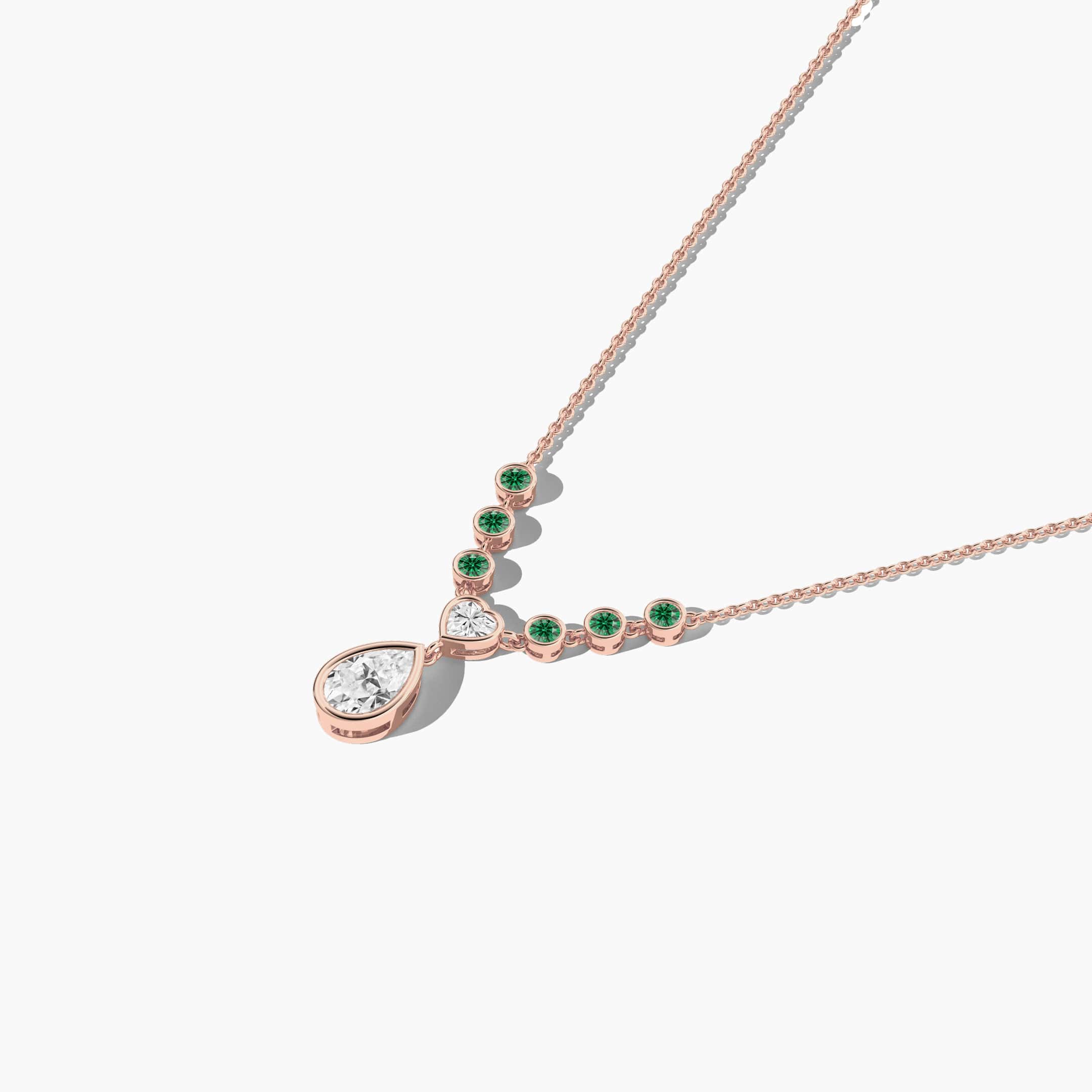 rose gold emerald station necklace 