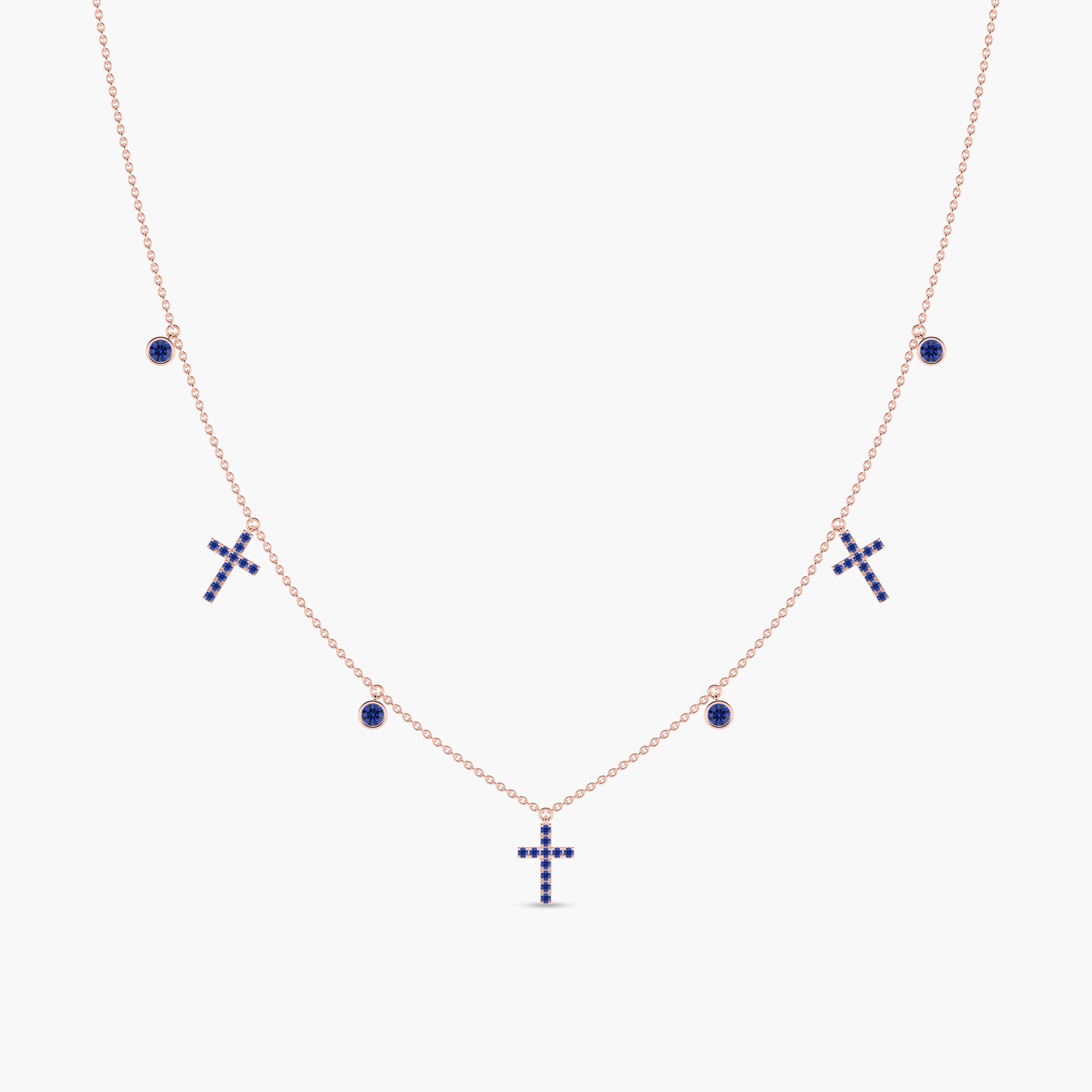 blue sapphire cross necklace