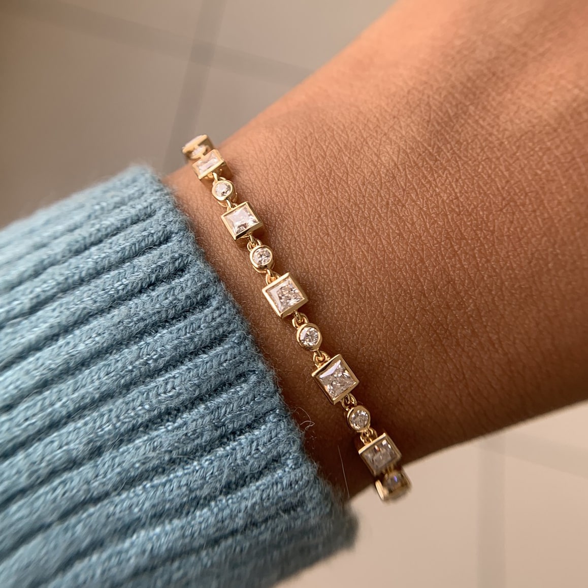 princess and round cut link tennis bracelet 