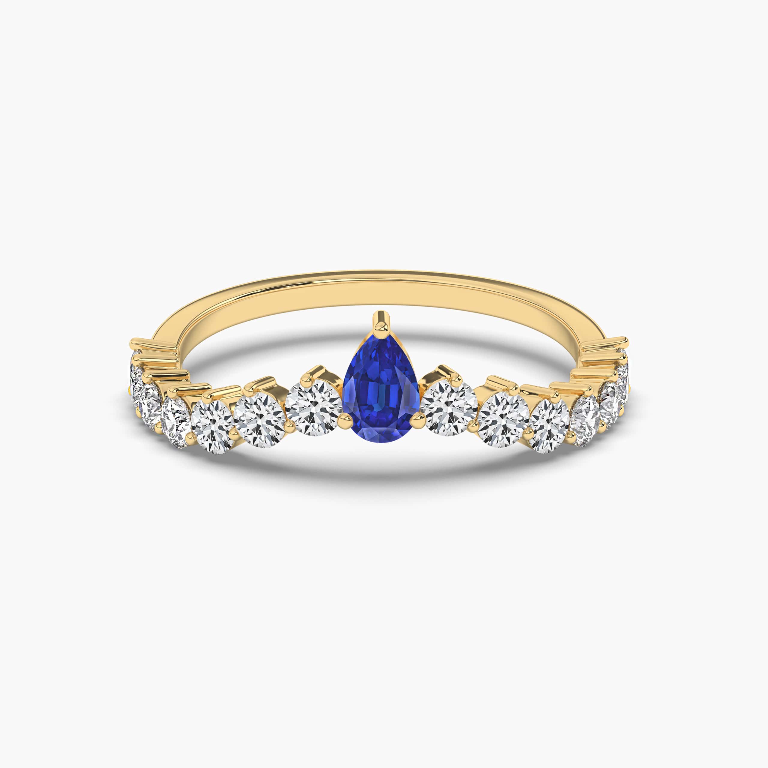 Pear Shape Blue Sapphire & Diamond Engagement Ring