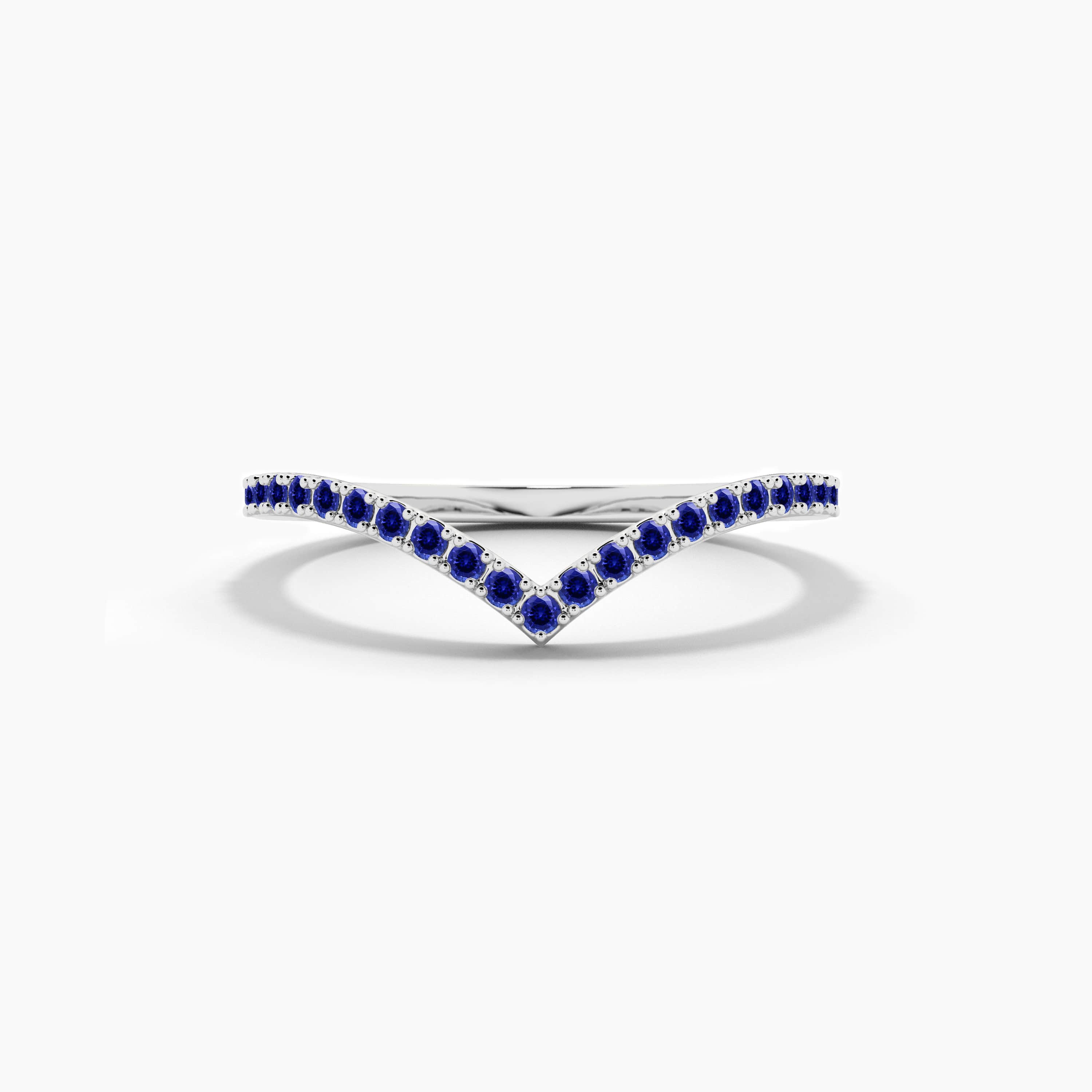 White Gold Blue Sapphire Curved ring