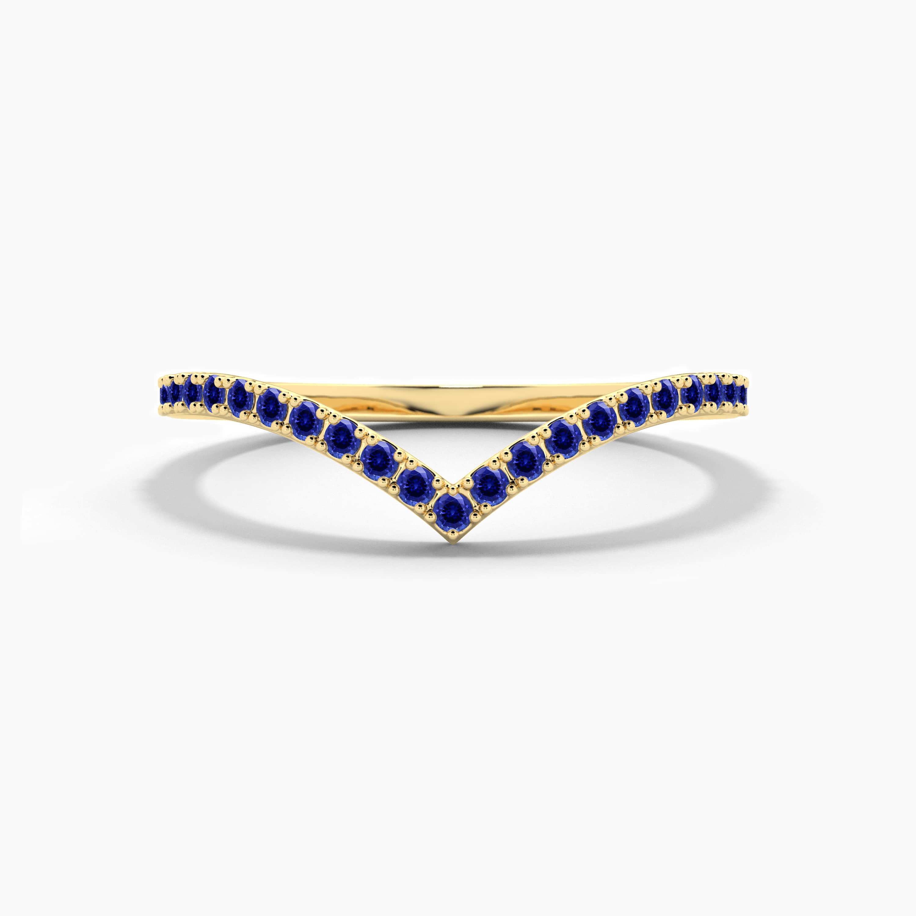 Blue sapphire curved ring 