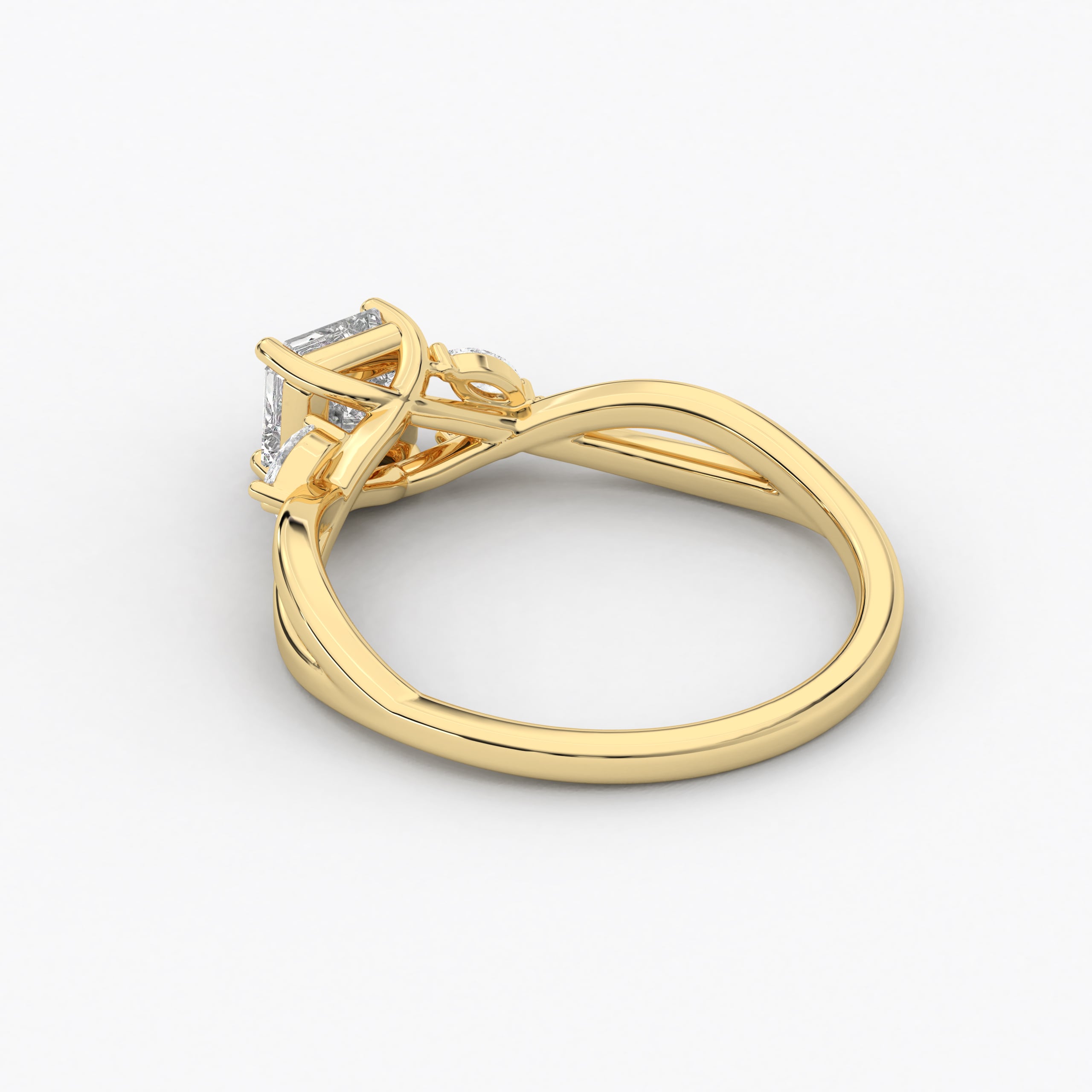 Asscher And Marquise Diamond Engagement Ring In Yellow Gold 