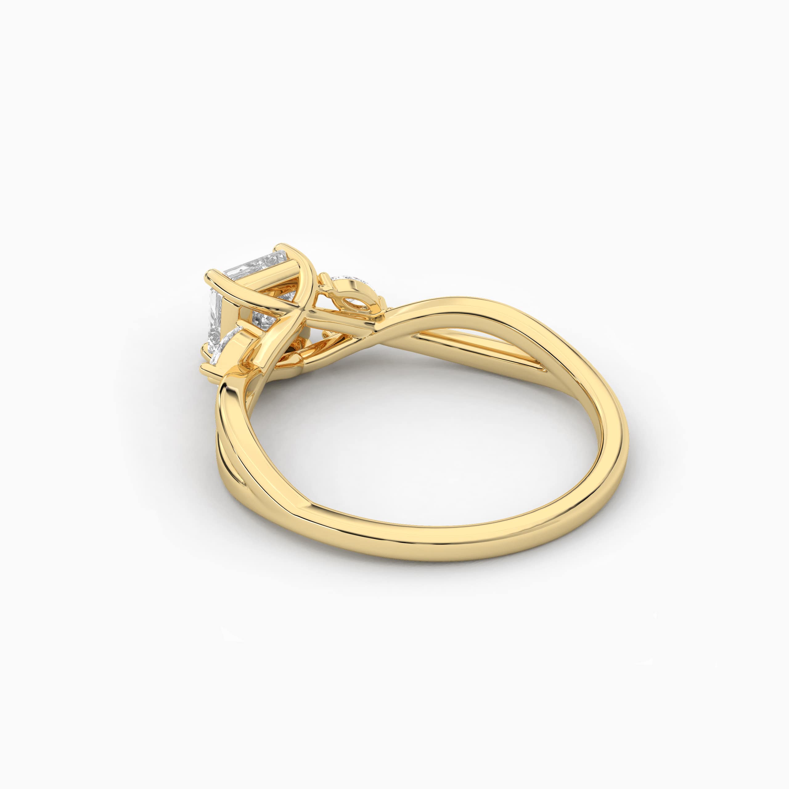 Asscher And Marquise Diamond Engagement Ring In Yellow Gold