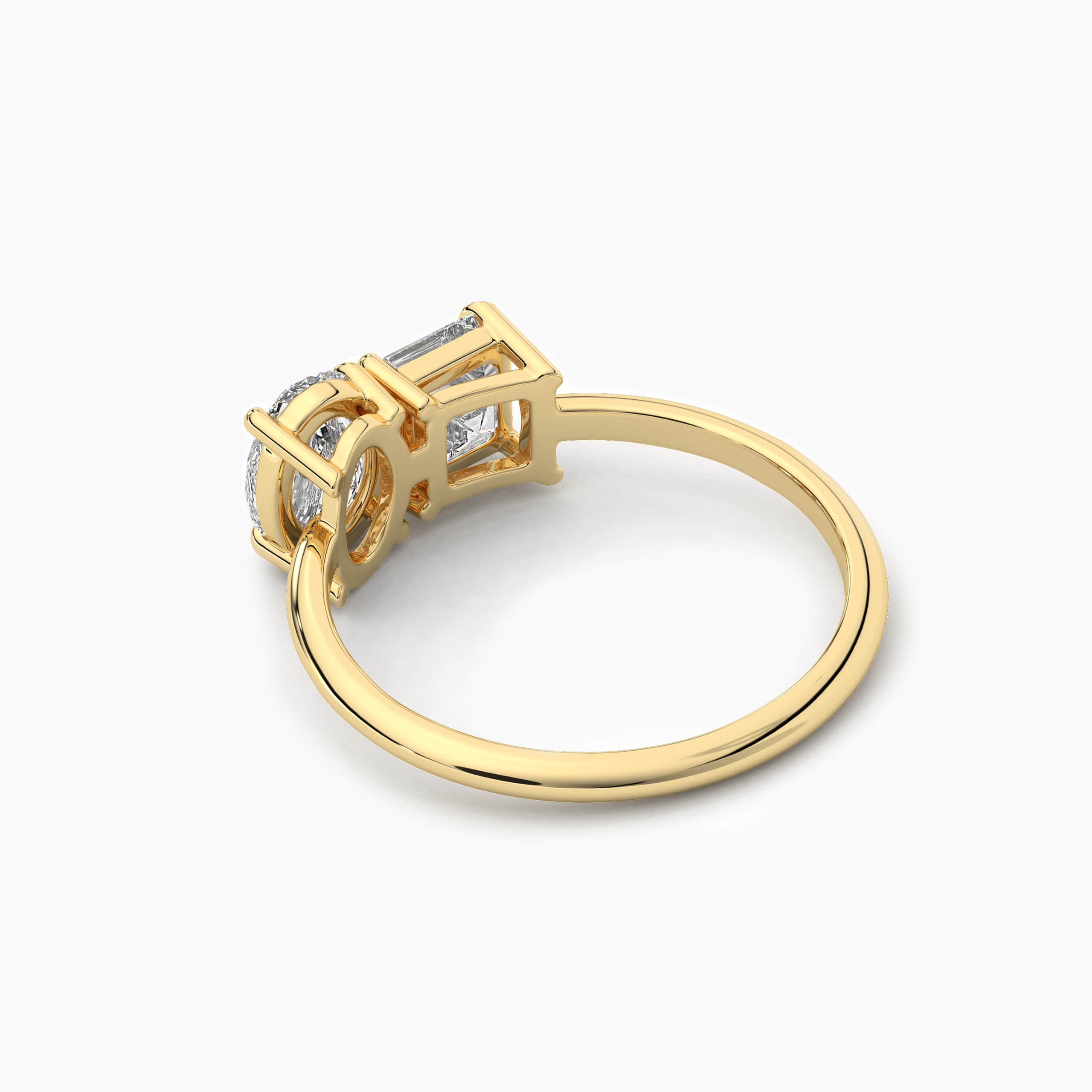 Toi Et Moi Asscher And Oval Cut Ring In Yellow Gold