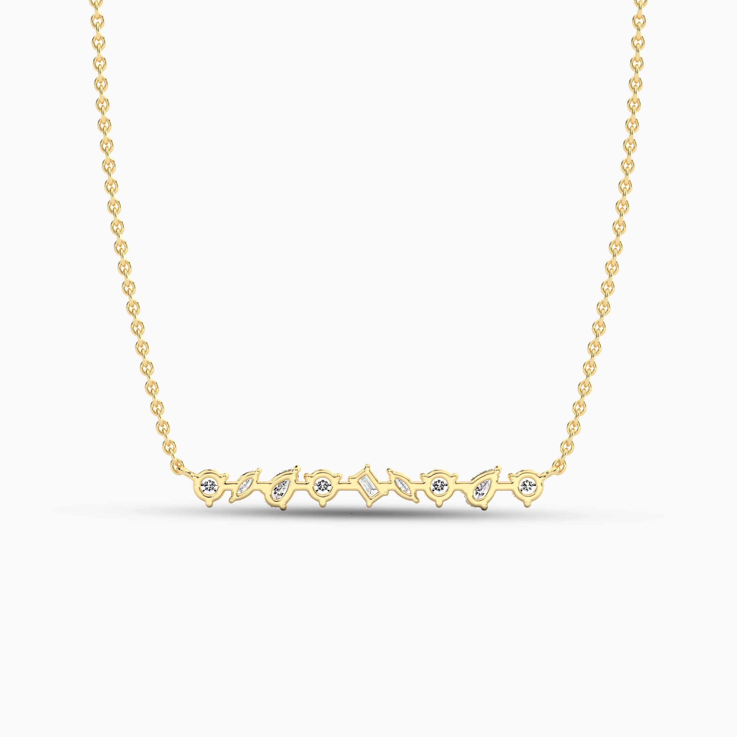 bar pendant necklace in yellow gold