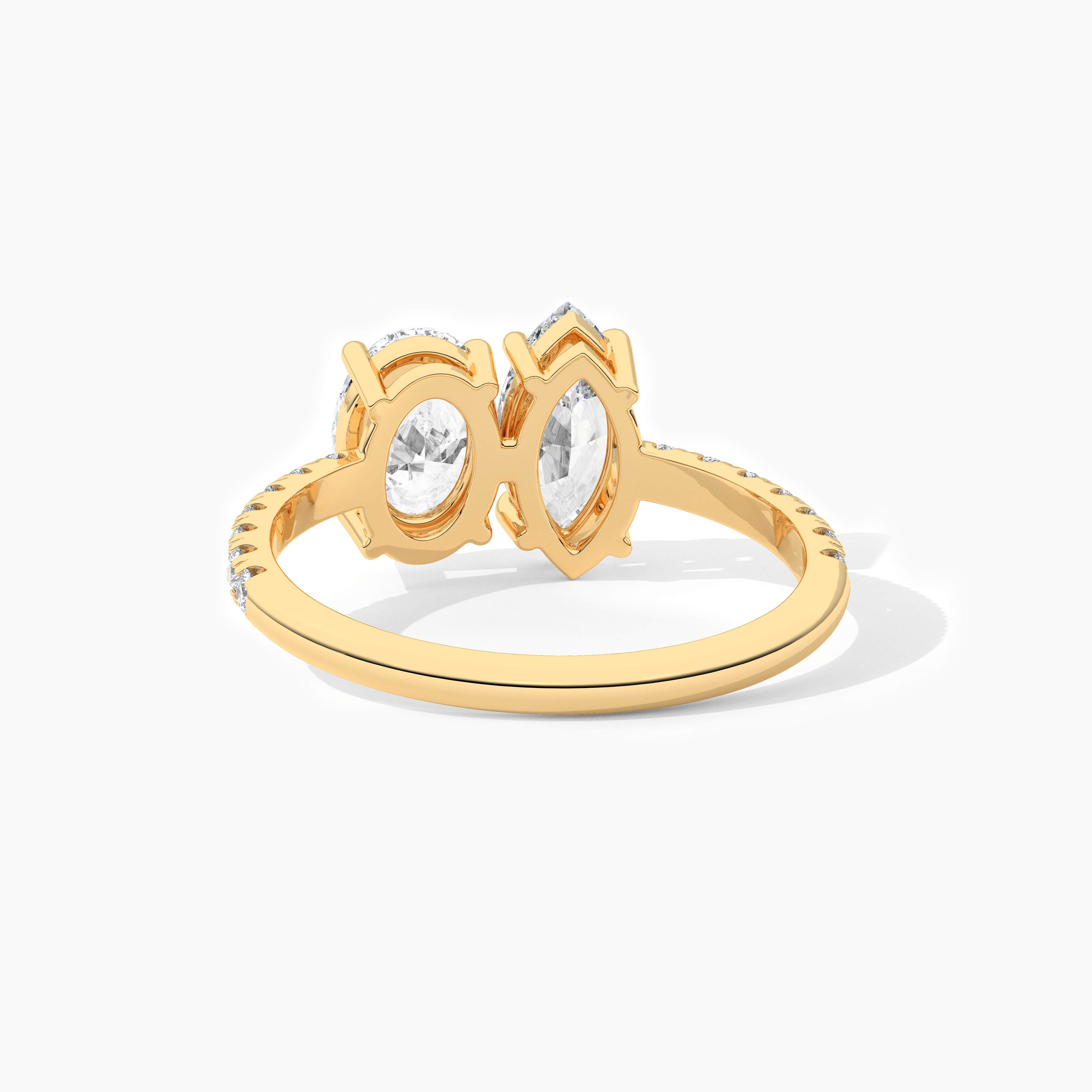 Toi Et Moi Moissanite Wedding Ring Marquise And Oval Cut Engagement Ring In Yellow Gold