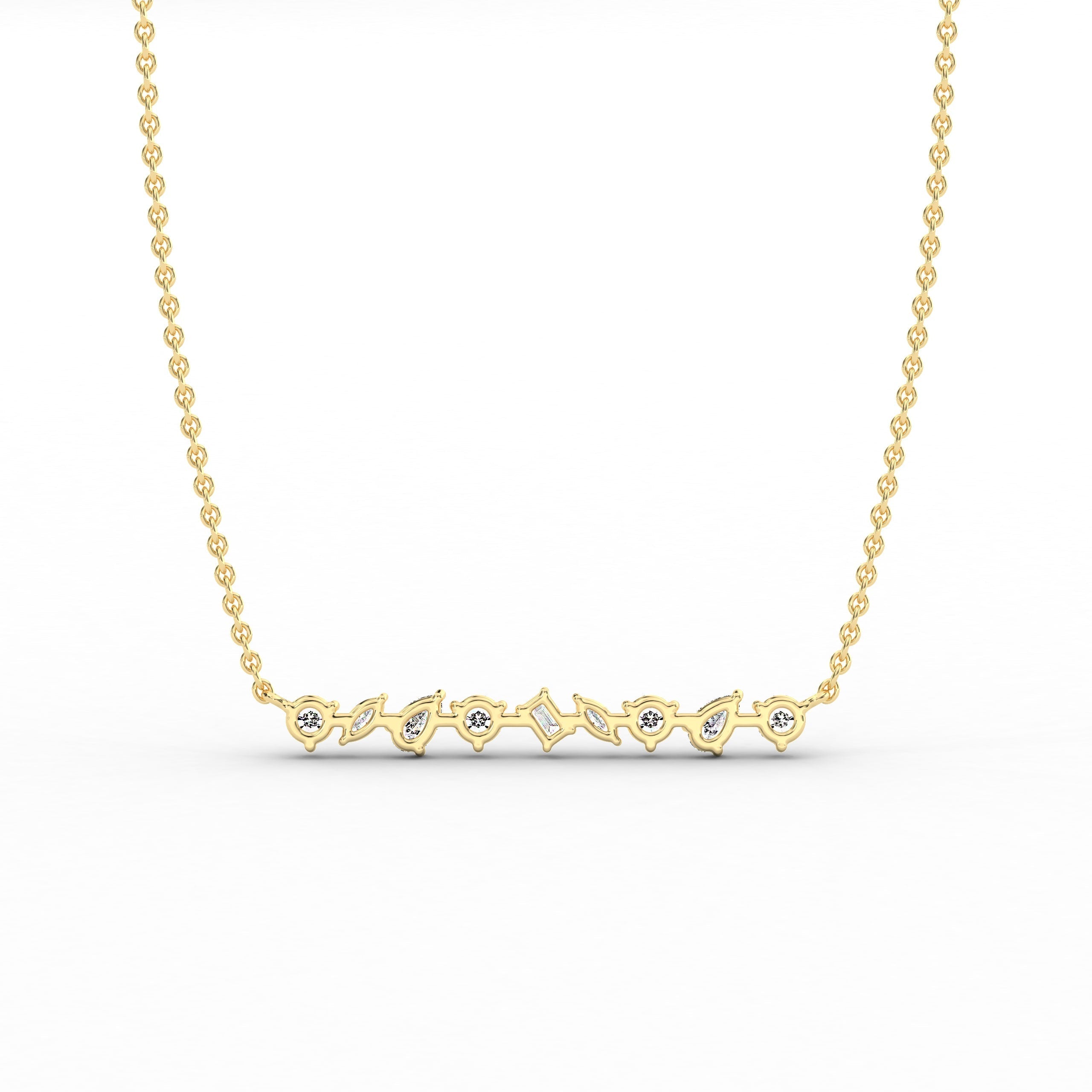 bar pendant necklace in yellow gold