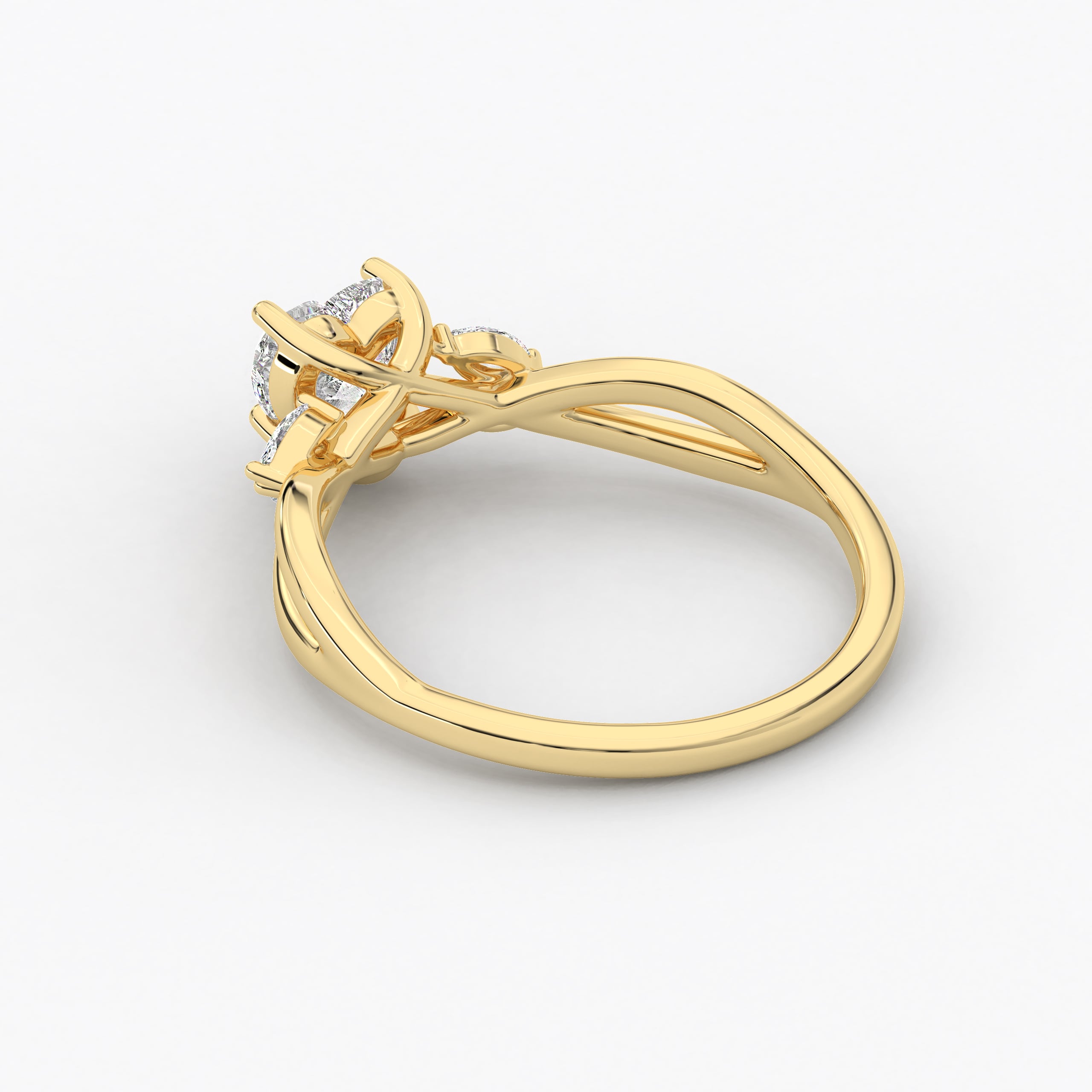 Yellow Gold Nature Inspired Engagement Ring In Heart Shape Ring 