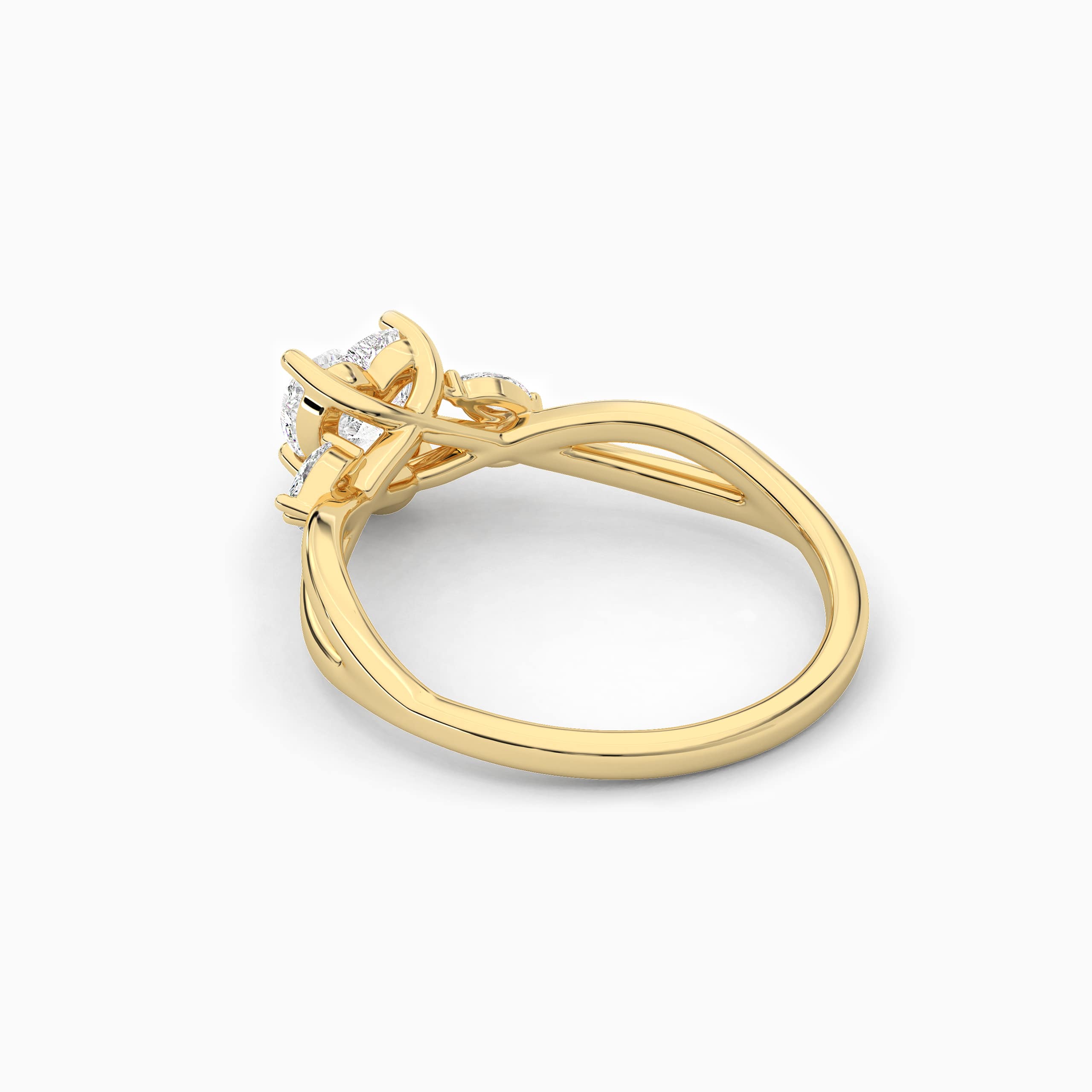 Yellow Gold Nature Inspired Engagement Ring In Heart Shape Ring