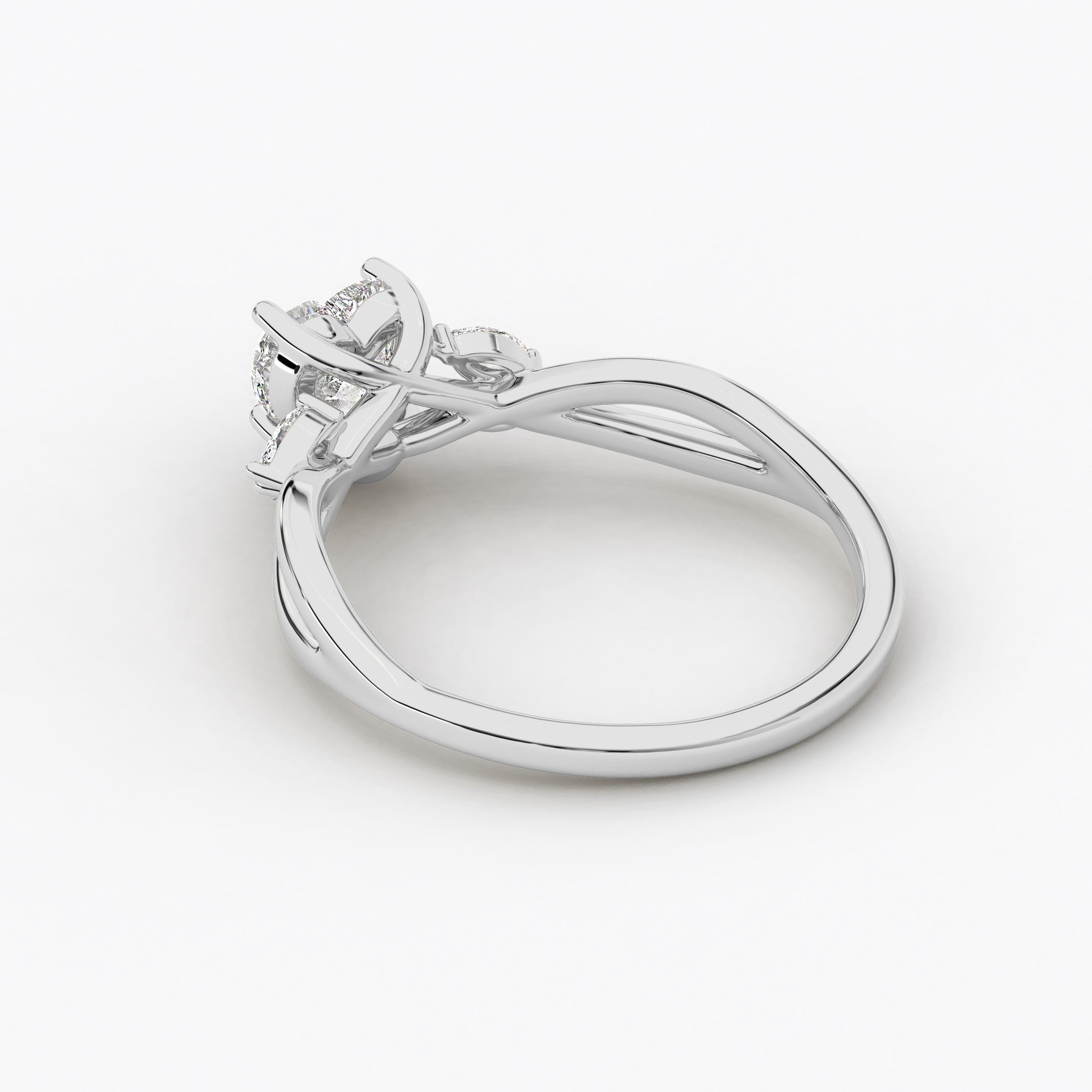 Heart Cut Accented Marquise Moissanite Ring In White Gold