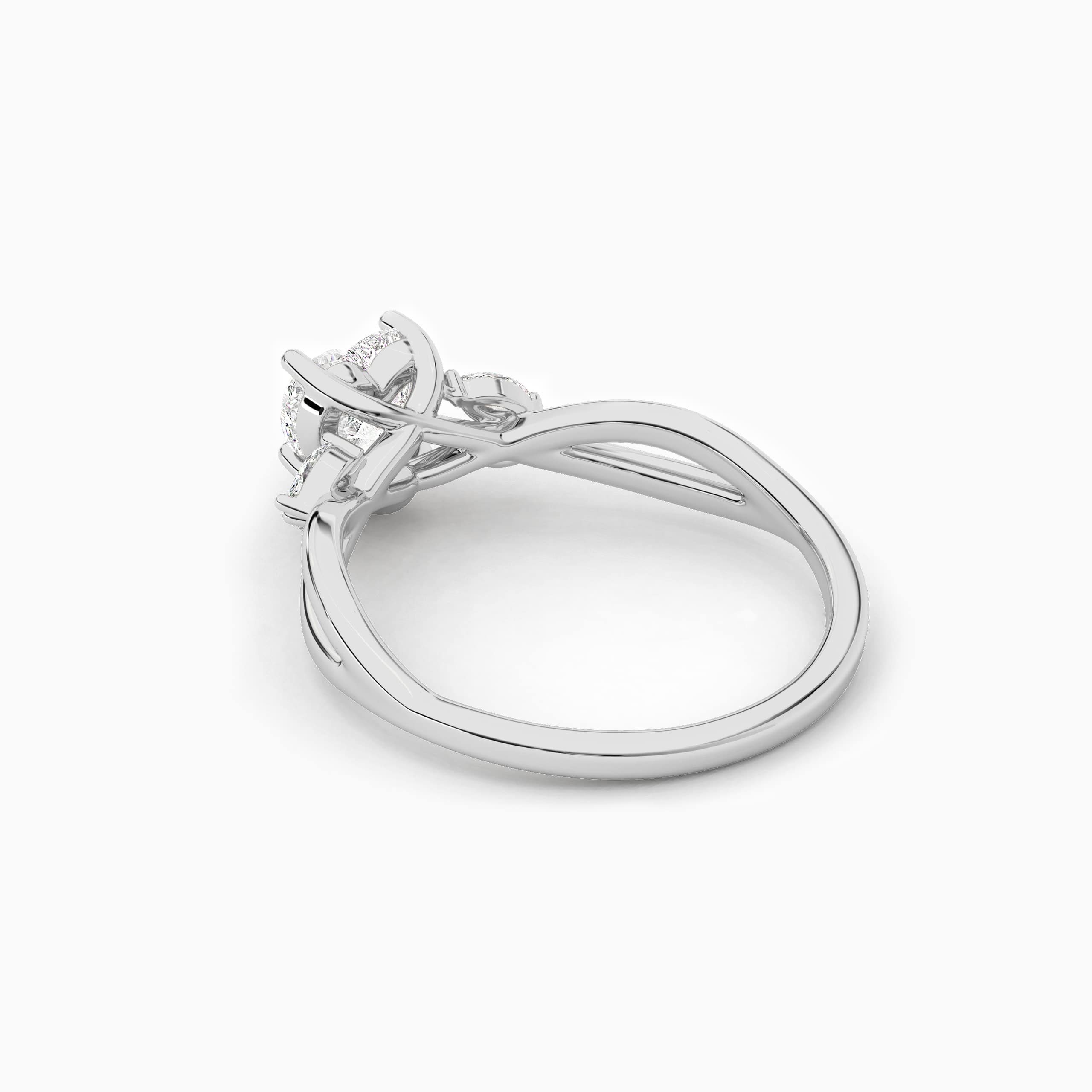 Heart Cut Accented Marquise Moissanite Ring In White Gold