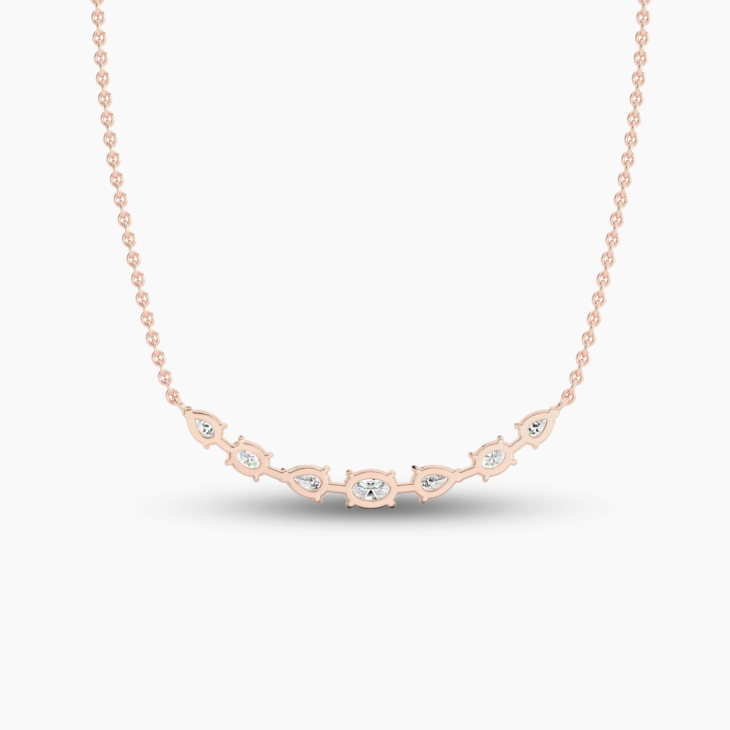 Rose Gold Multi-Shape Moistness Diamond Bar Necklace