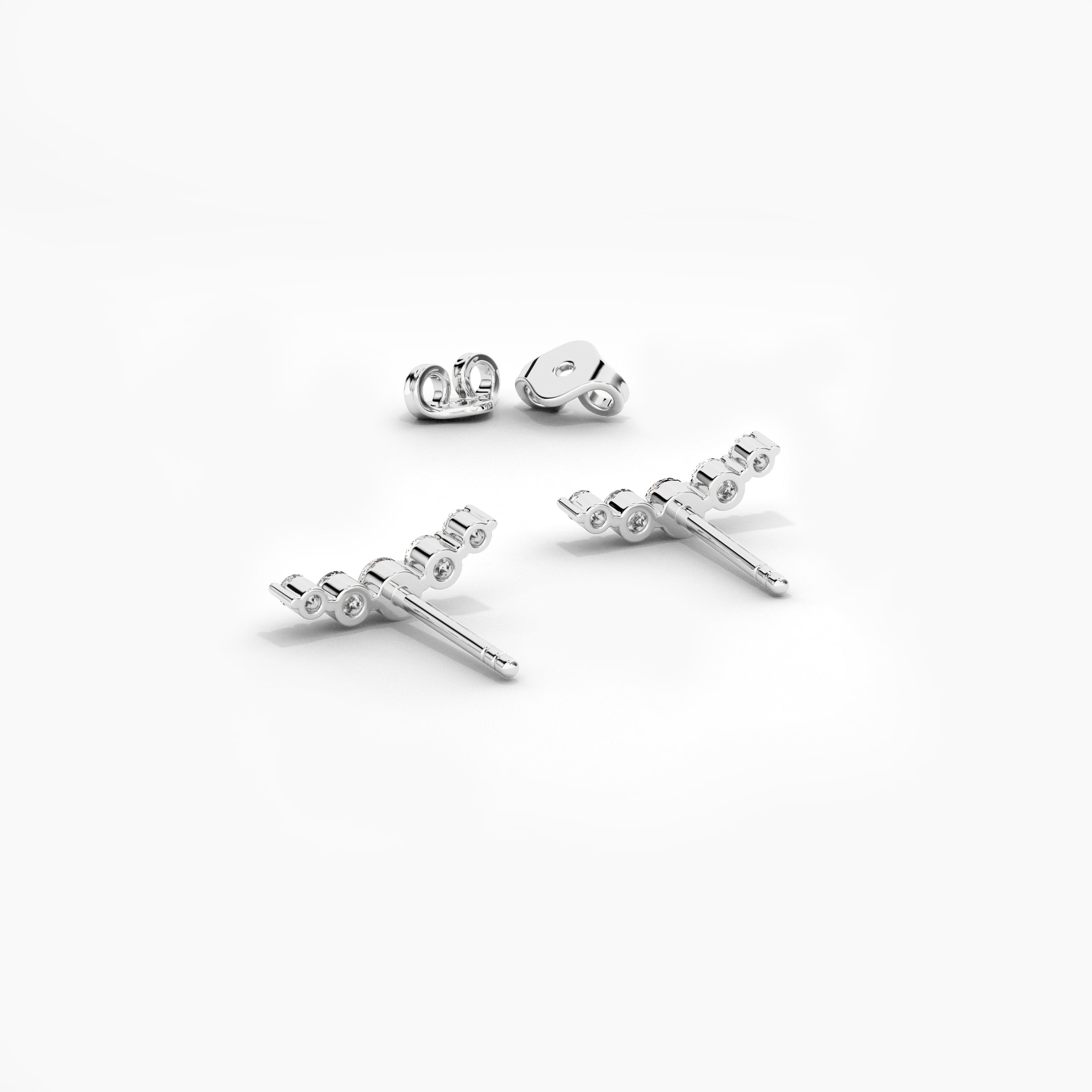 bar stud earring white gold rendering image