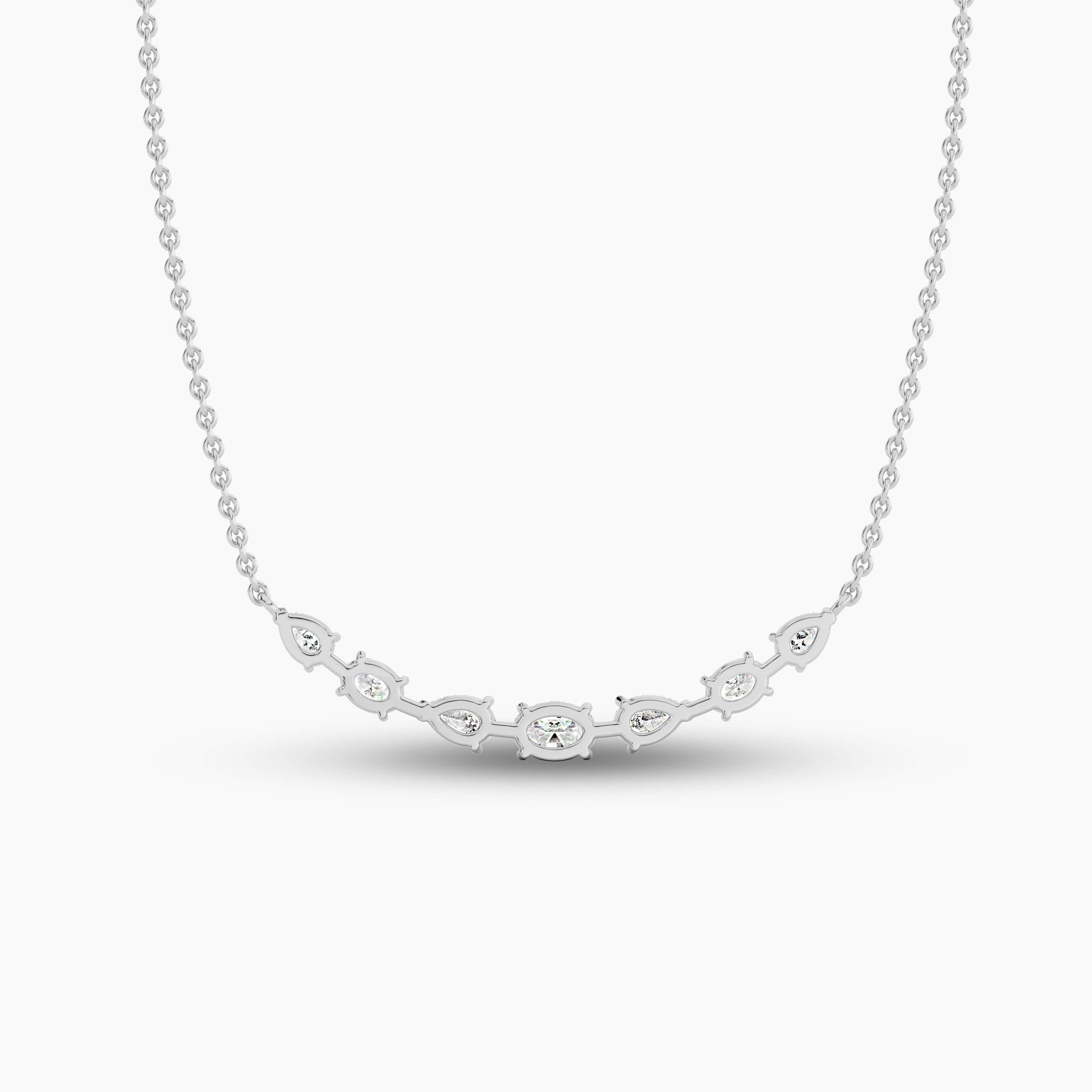 White gold fancy shape moissanite diamond pendant chain