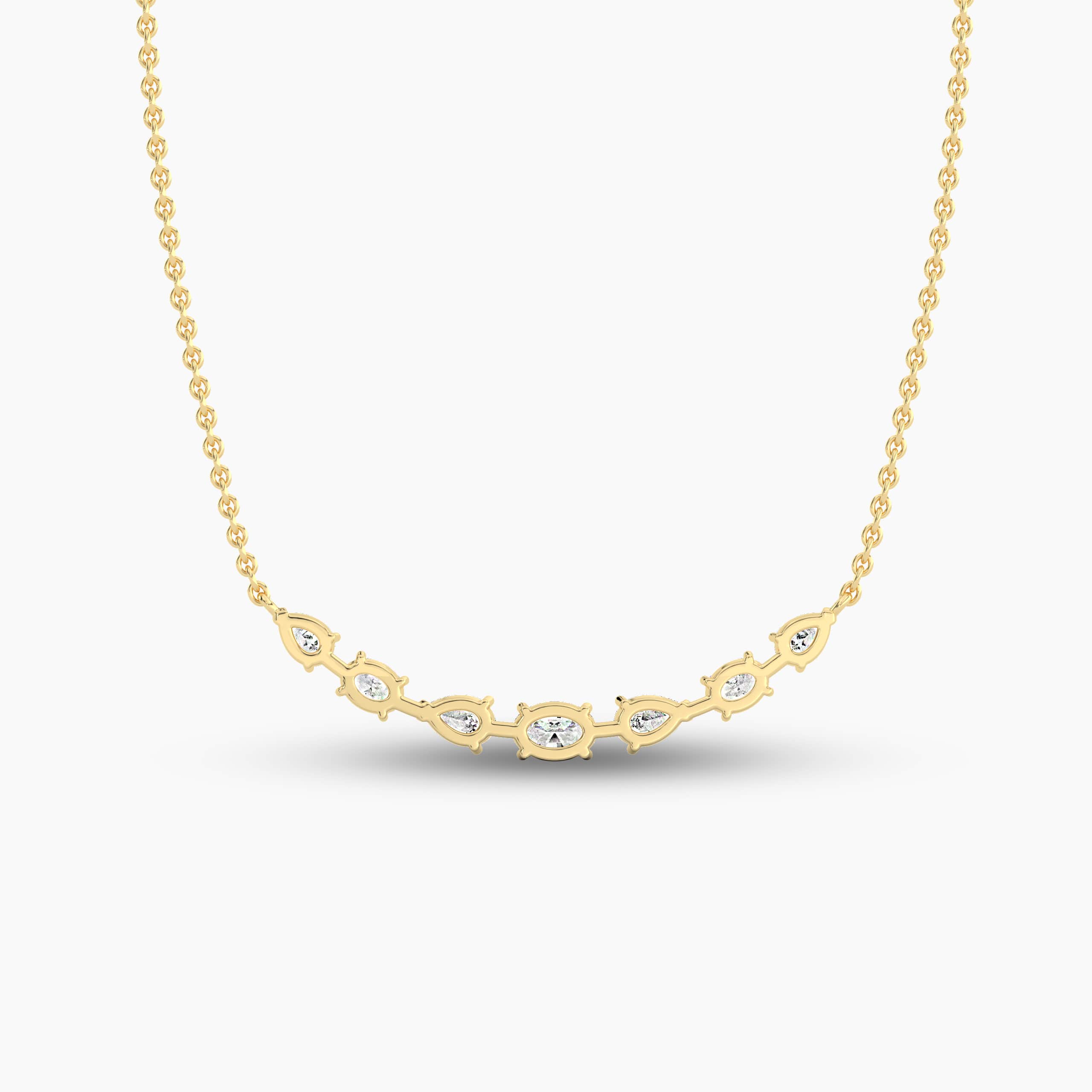 Multi-Shape Moistness  Diamond Bar Necklace in Yellow Gold