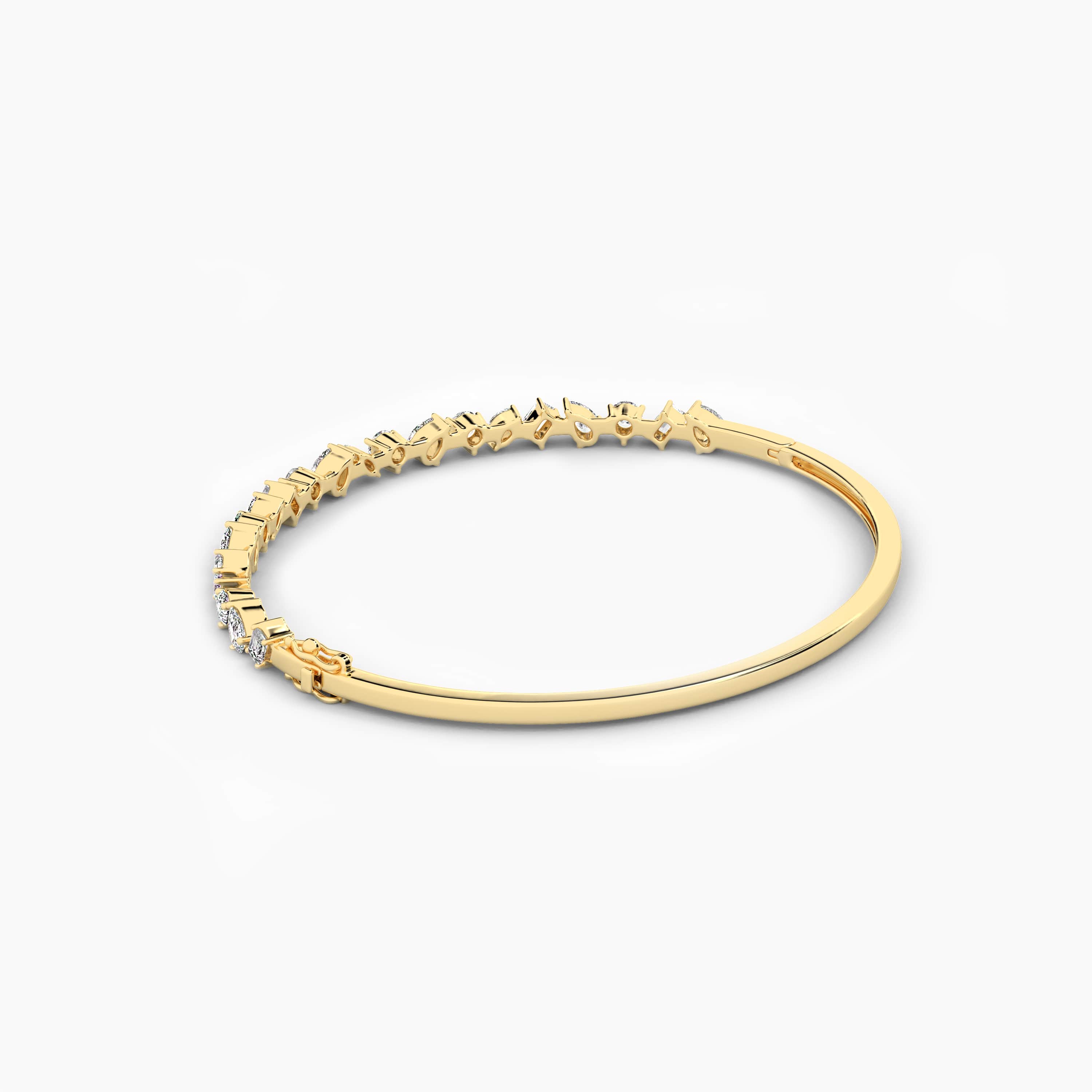 Multi Shape Diamond Bangle Bracelet  In Yellow Gold For Woman 