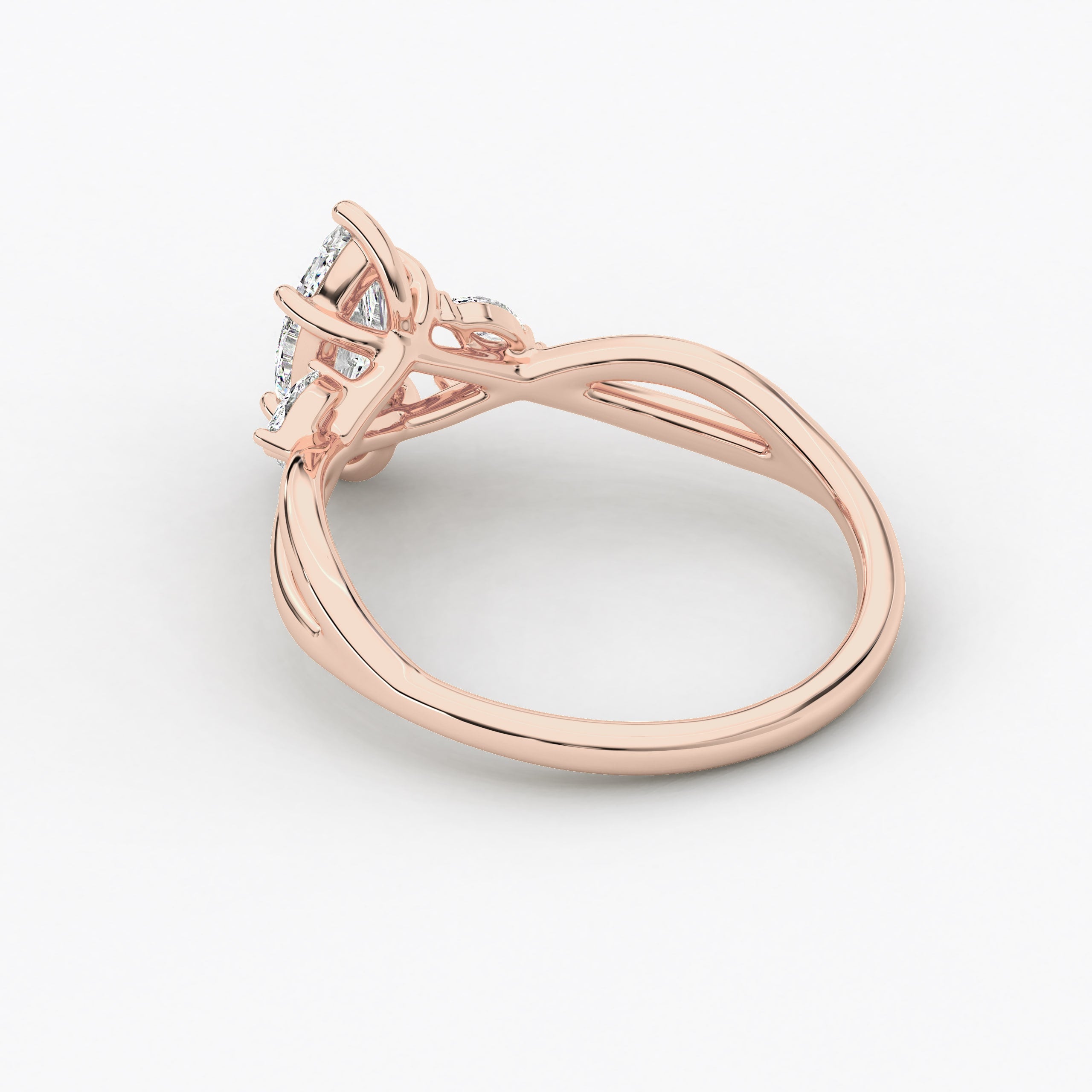 Rose Gold Marquise Nature Inspired Moissanite Engagement Ring 