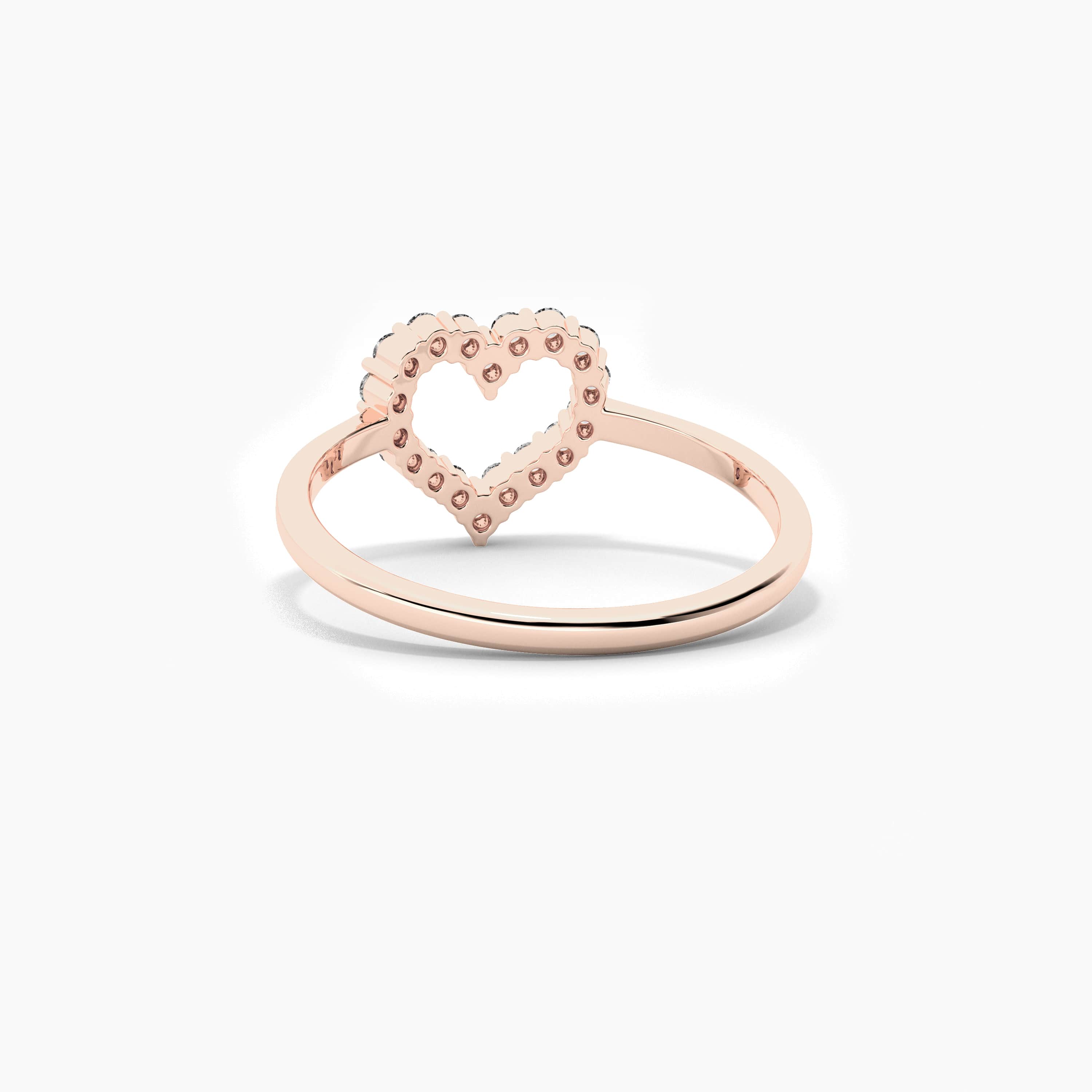 Rose Gold Diamond Open Heart Ring