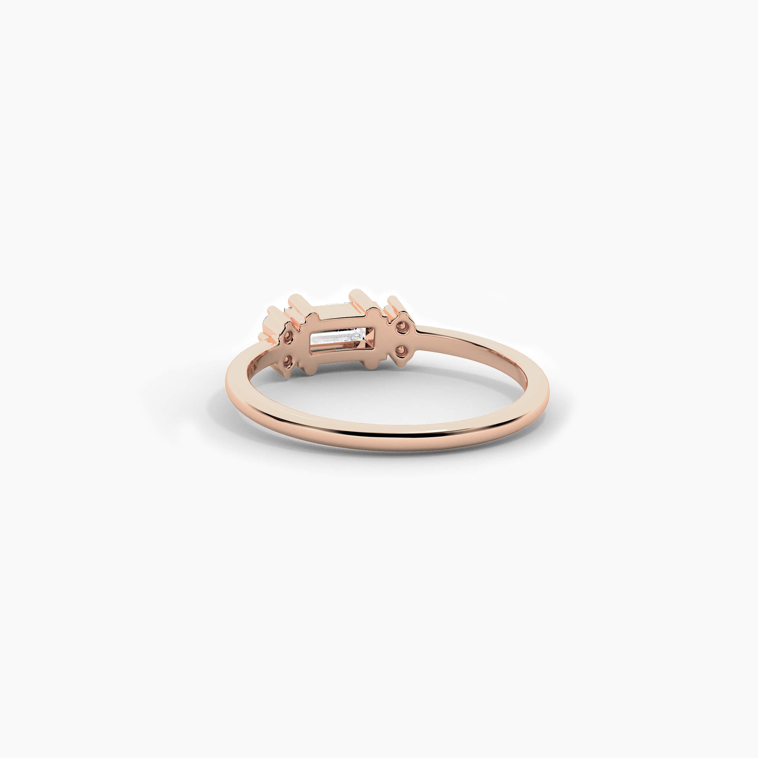 Baguette And Round Cut Lab Grown Diamond Fashion Ring In Rose Gold 