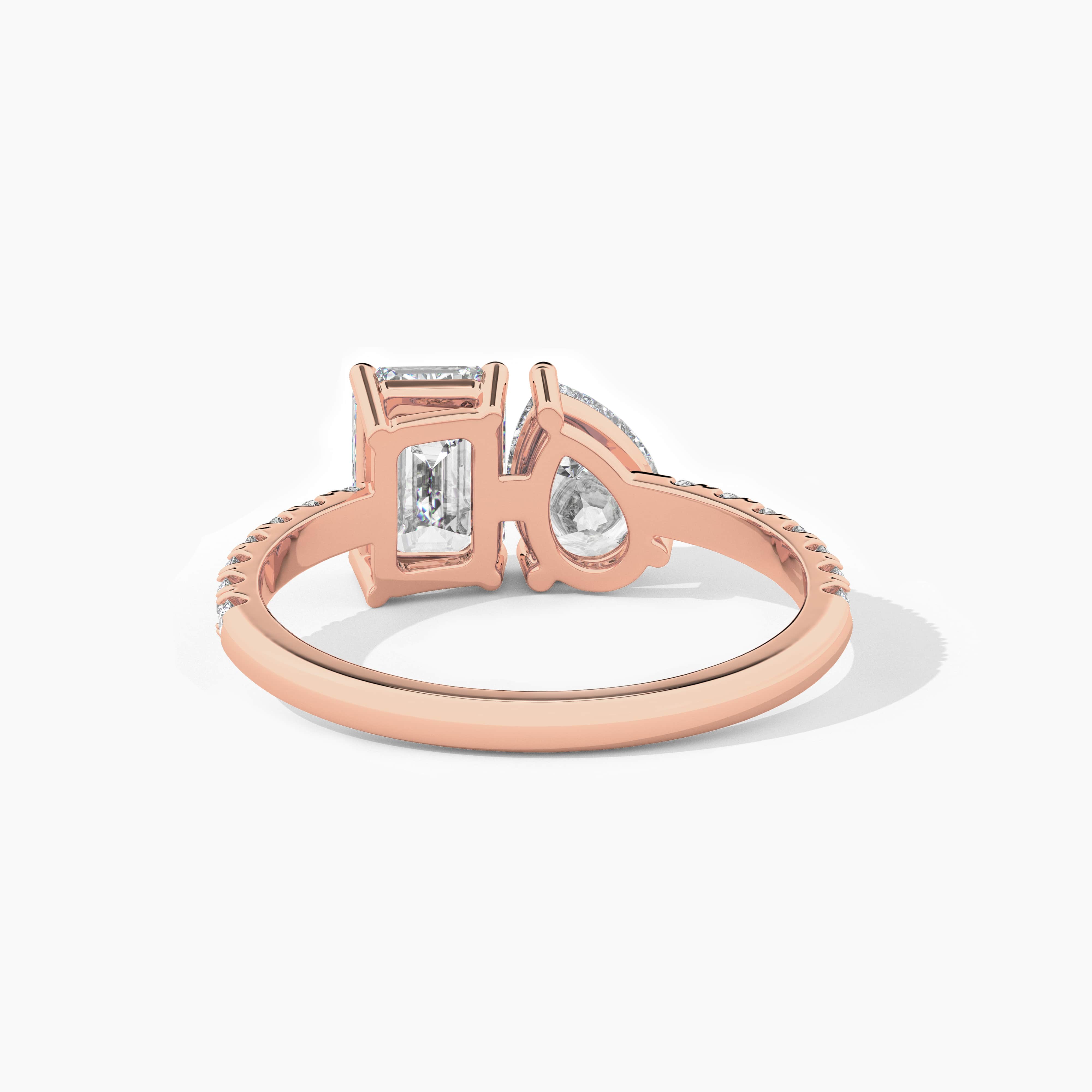 Rose Gold Pear And Emerald Cut Toi Et Moi Ring For Woman