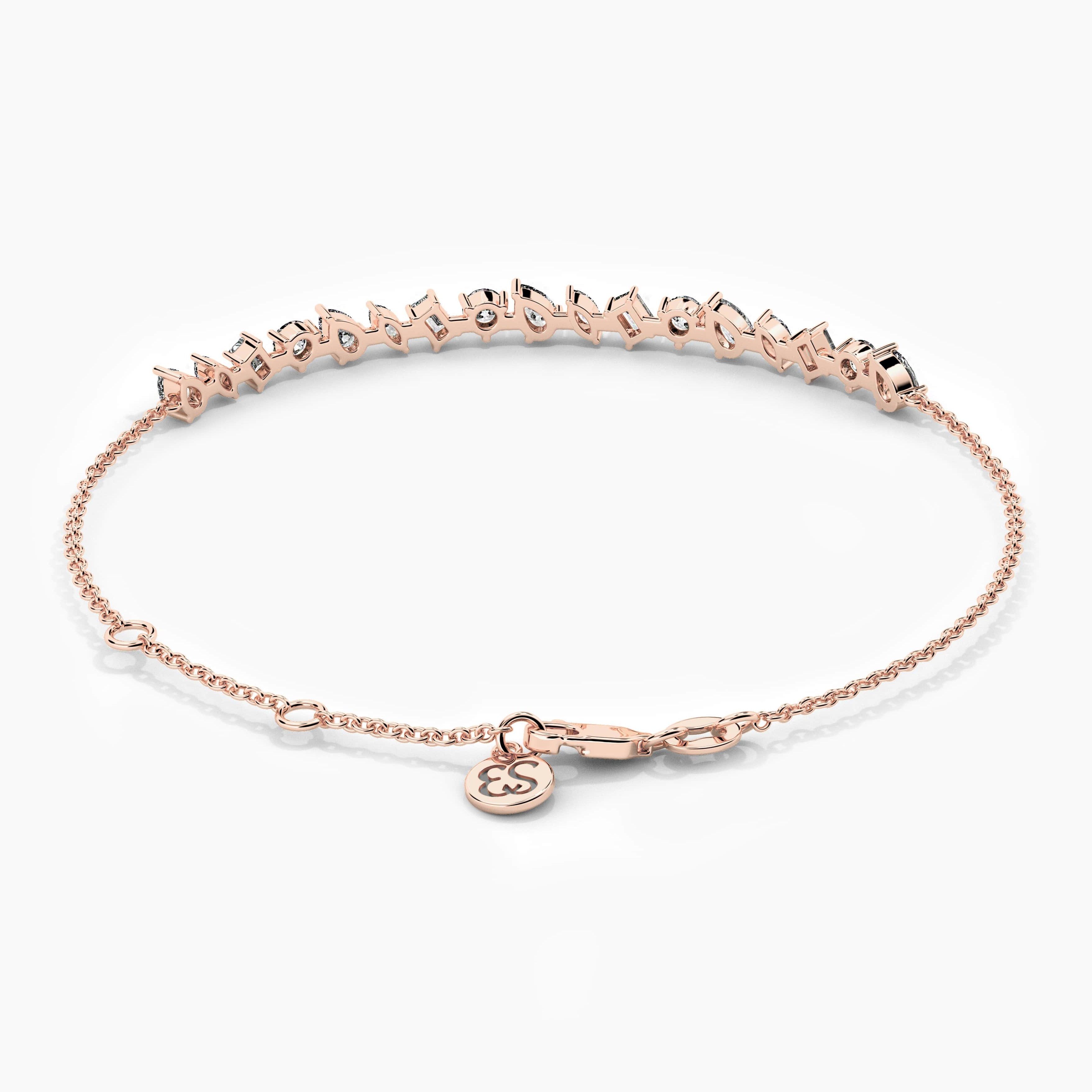 Multi Shape Diamond Bracelet In Rose Gold 