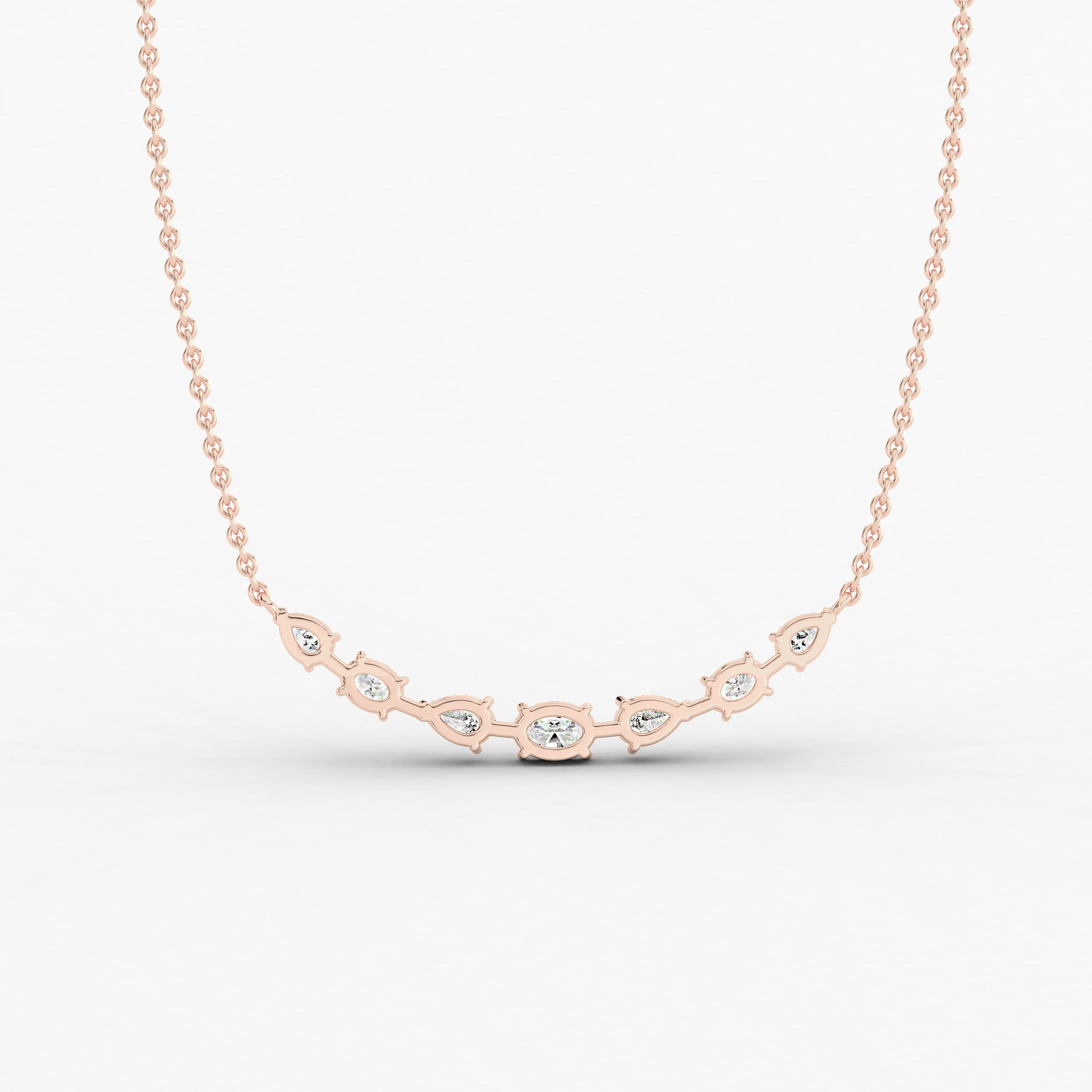 Rose Gold Multi-Shape Moistness Diamond Bar Necklace