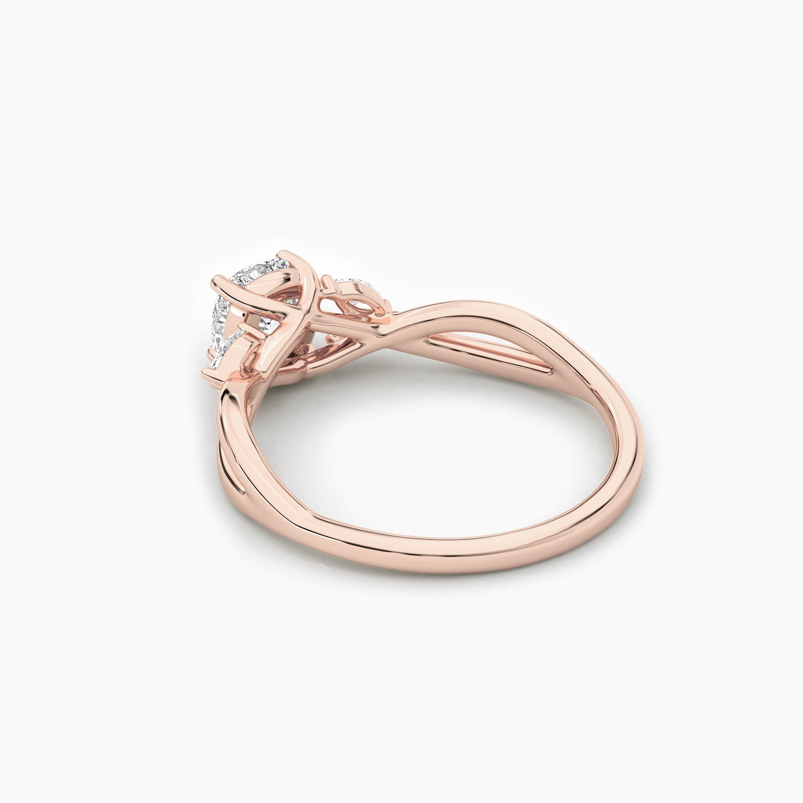 Rose Gold Marquise Cushion Diamond Twisted Band Engagement Ring