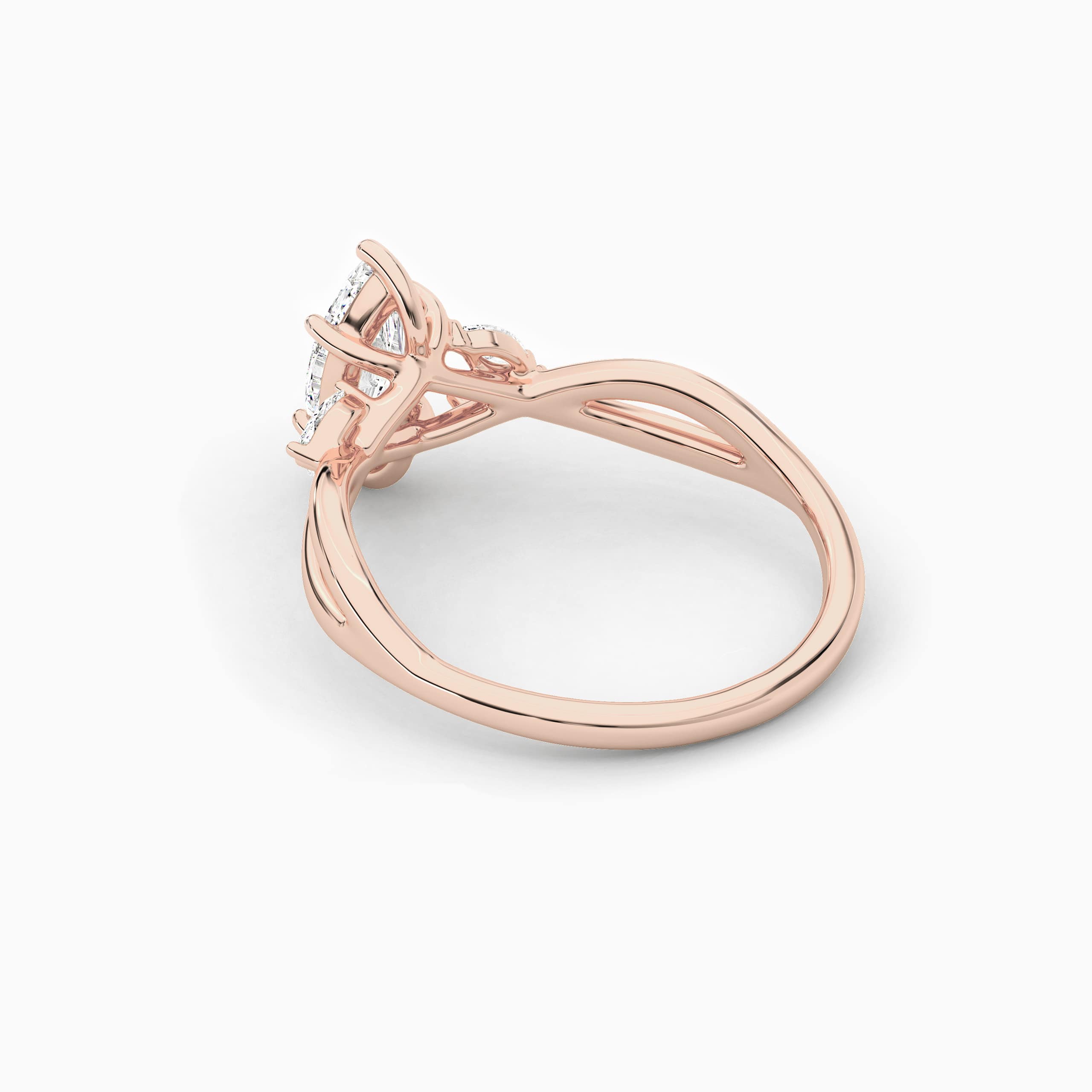 Rose Gold Marquise Nature Inspired Moissanite Engagement Ring
