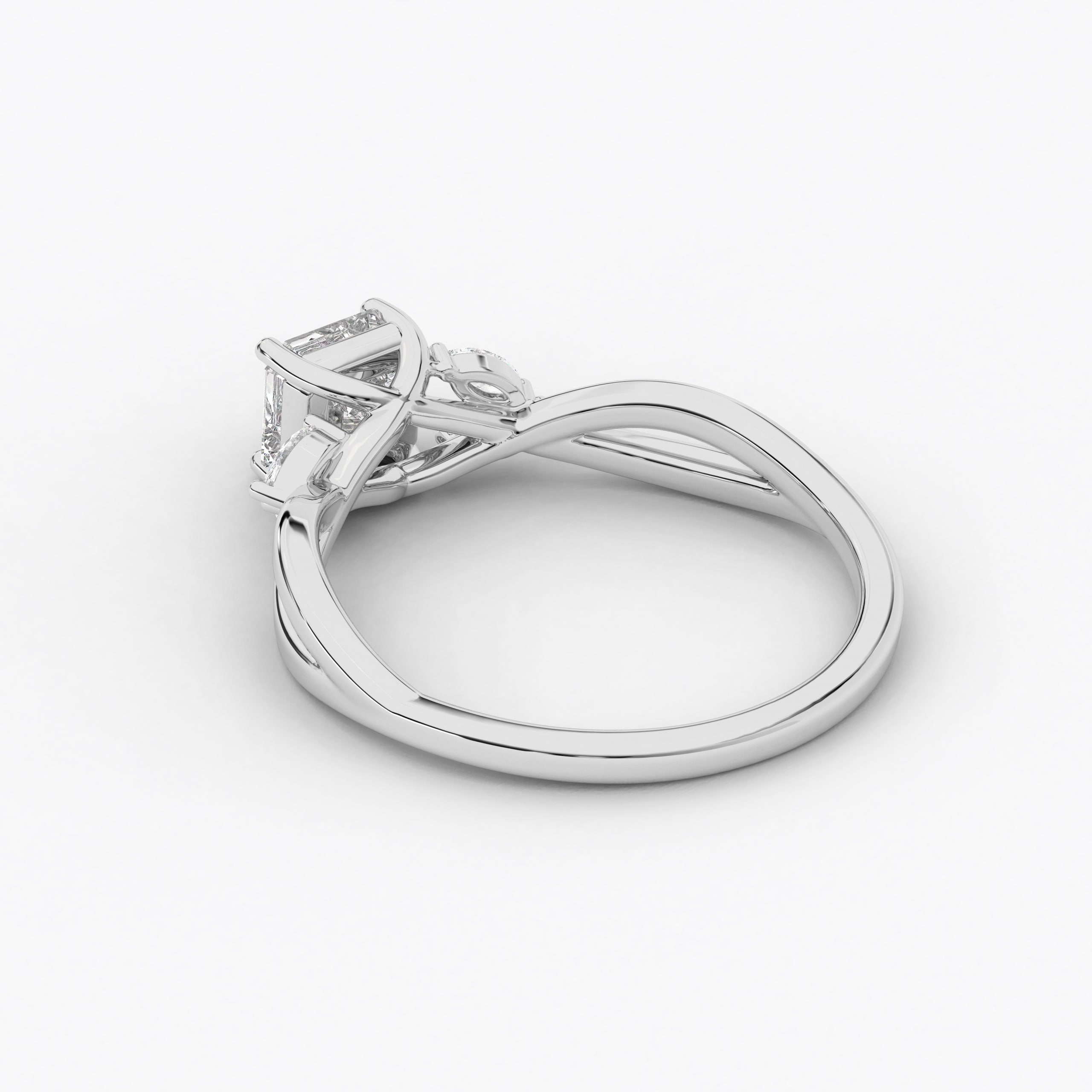 White Gold Asscher Cut Marquise Engagement Ring For Woman