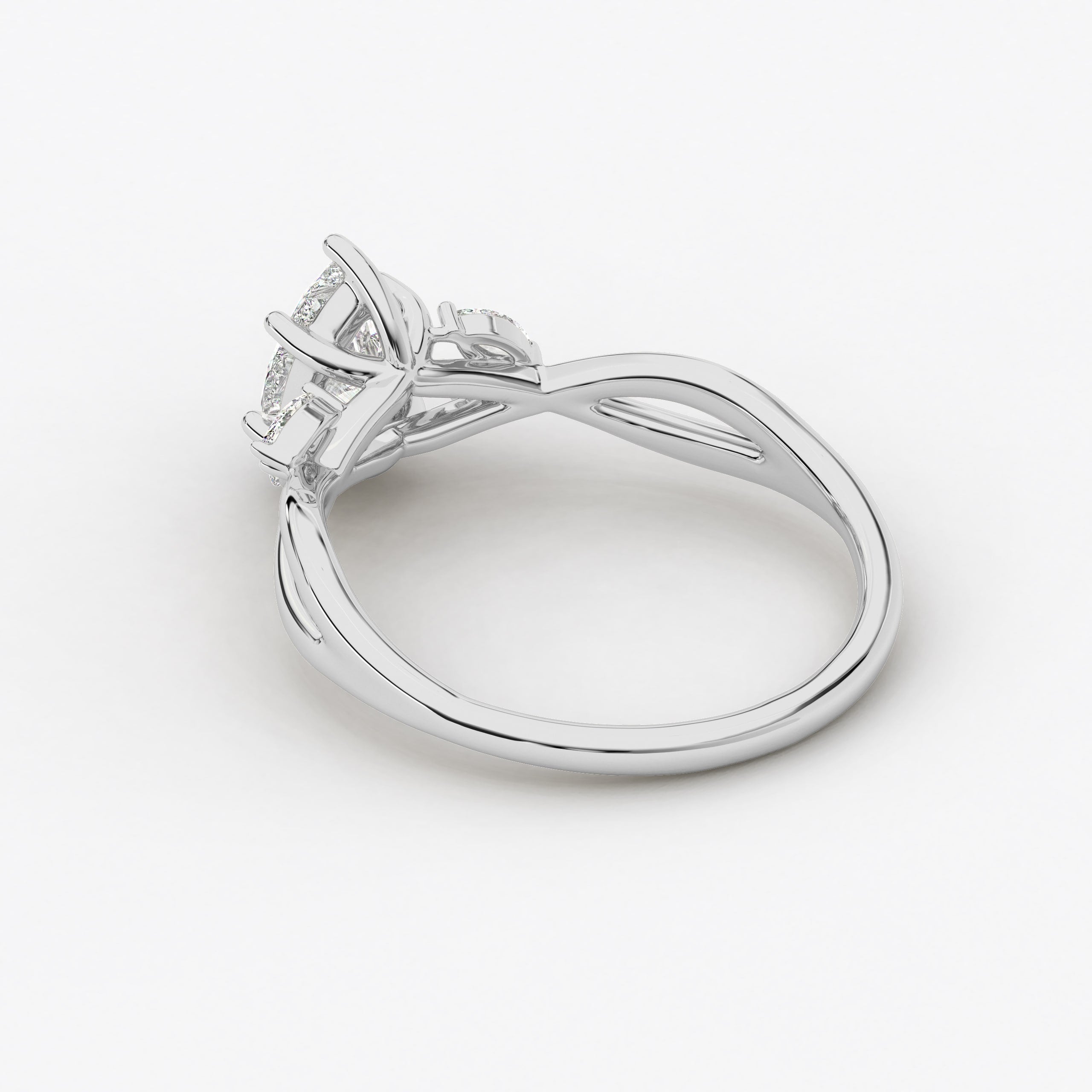 White  Gold Nature Inspired Ring In Pear Cut Lab Grown Engagement Ring